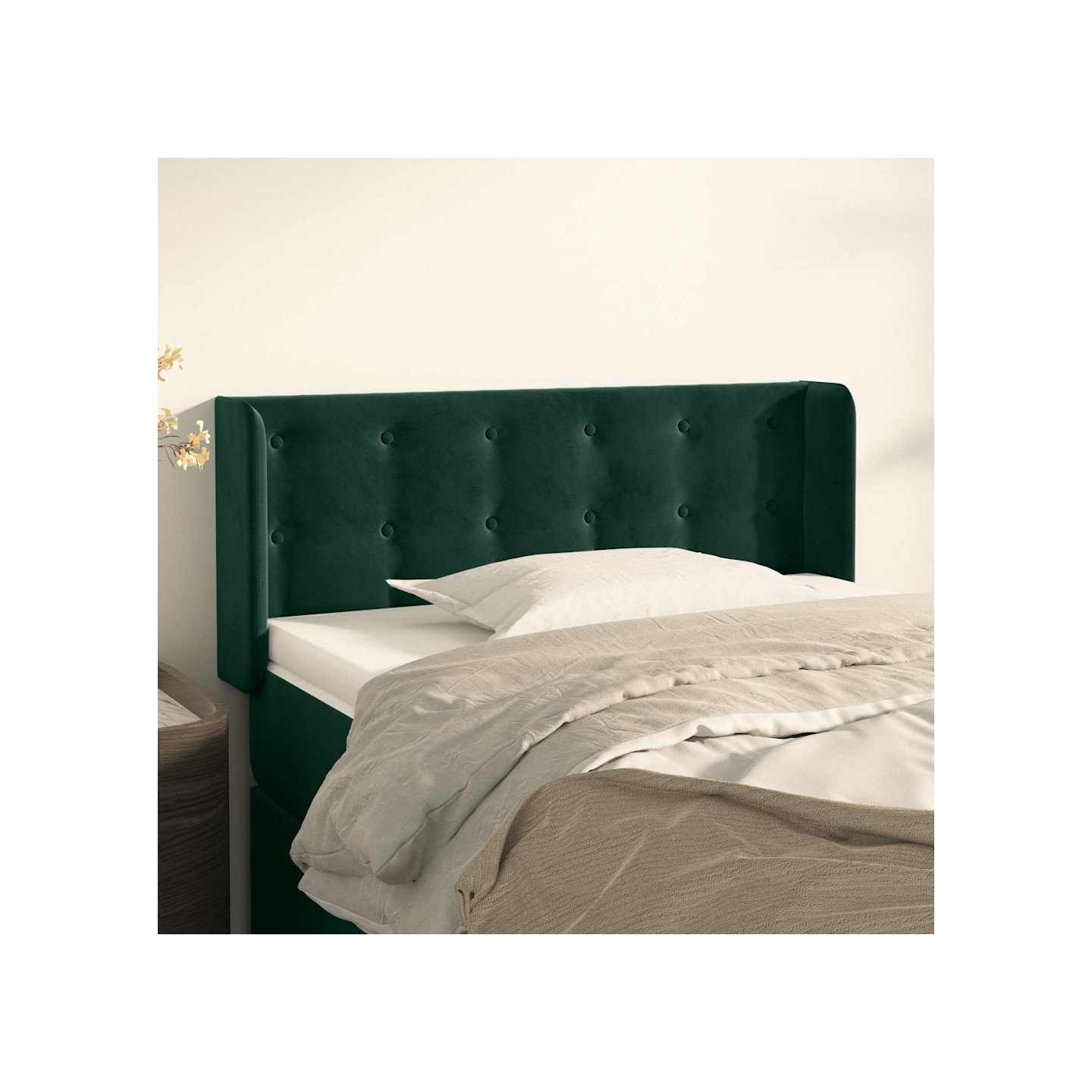 Tête de lit avec oreilles Vert foncé 83x16x78/88 cm Velours