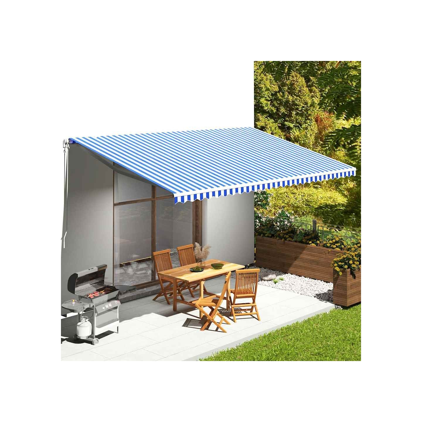 Tissu de remplacement pour auvent bleu et blanc 600x350 cm polyester