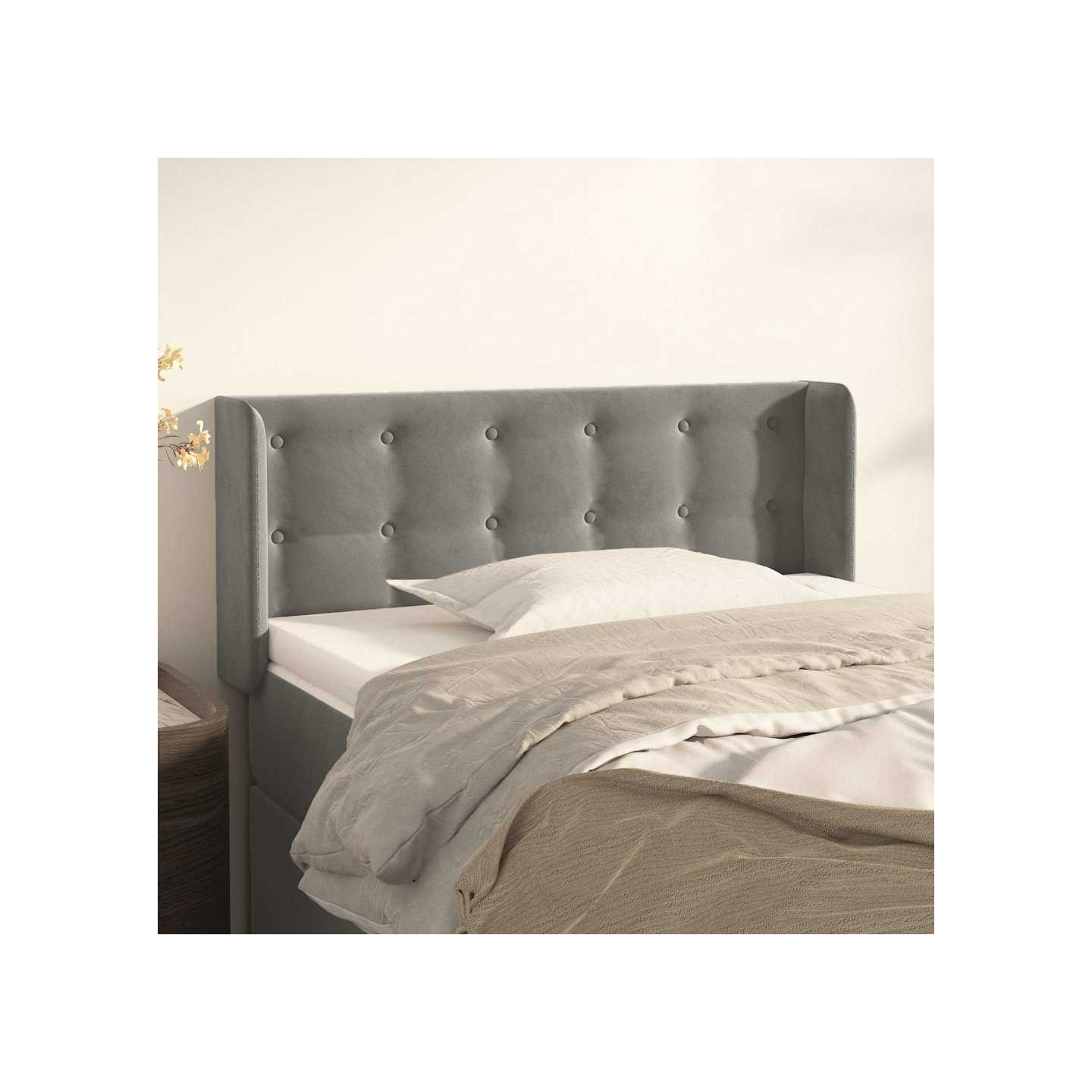 Tête de lit avec oreilles Gris clair 103x16x78/88 cm Velours