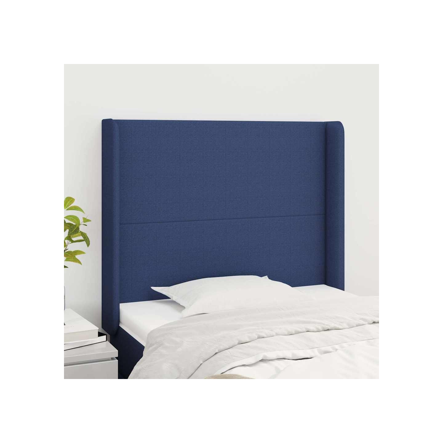 Tête de lit avec oreilles Bleu 103x16x118/128 cm Tissu
