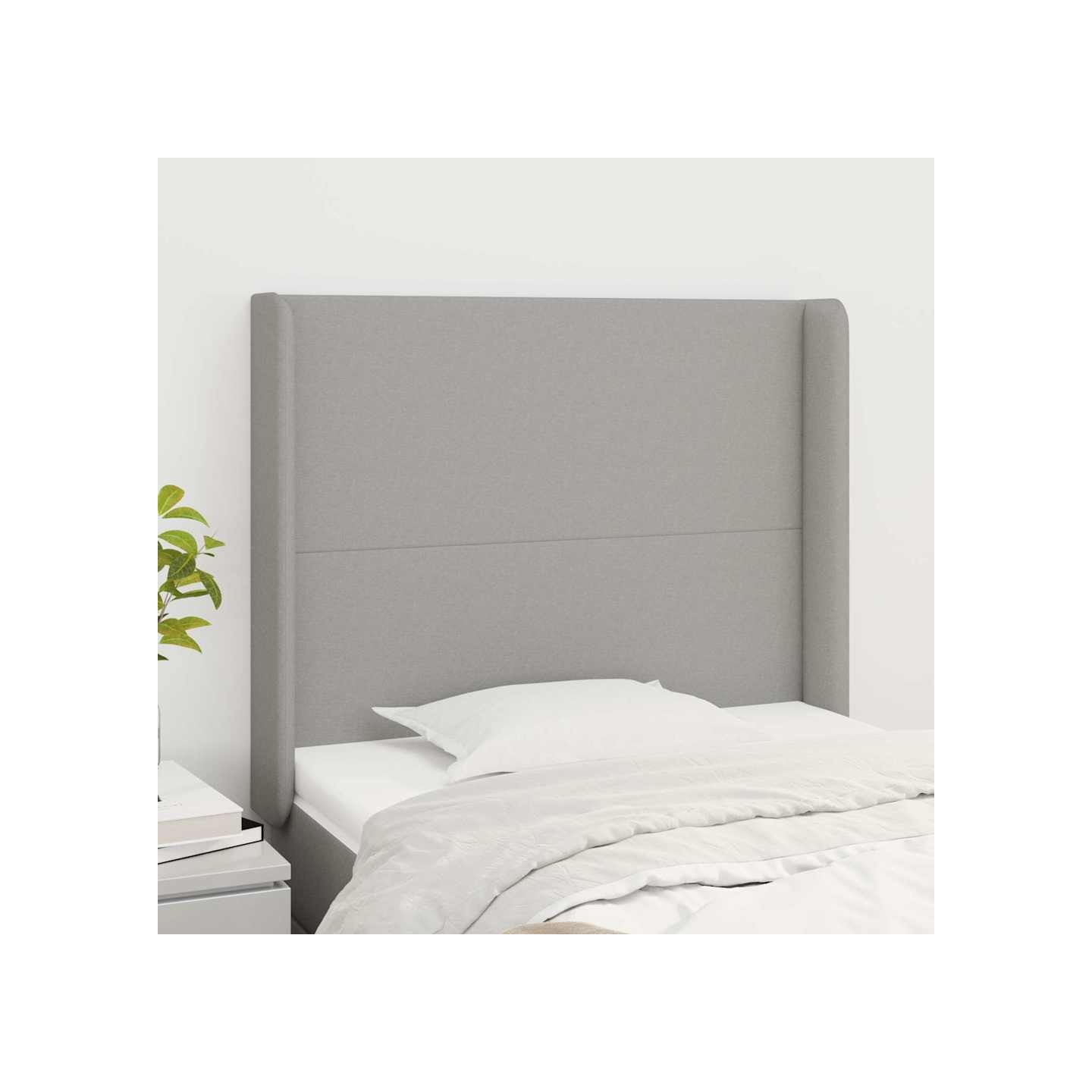 Tête de lit avec oreilles Gris clair 93x16x118/128 cm Tissu