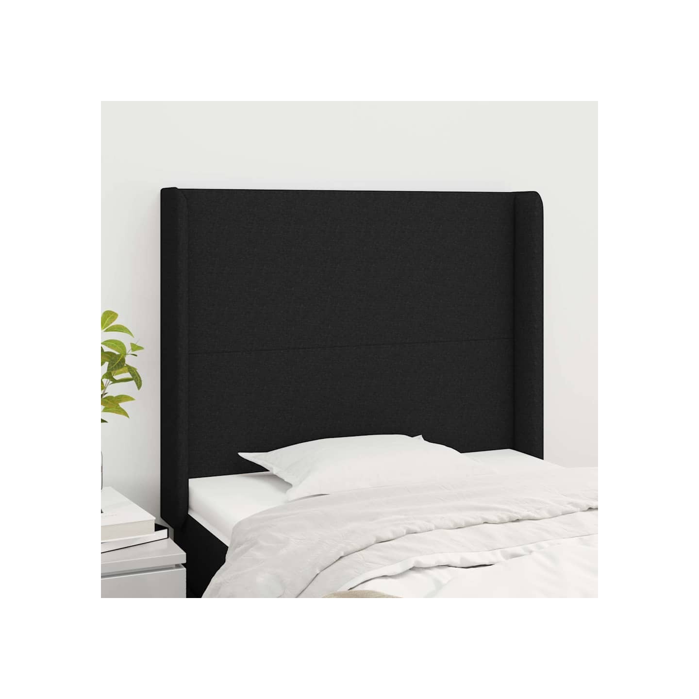 Tête de lit avec oreilles Noir 103x16x118/128 cm Tissu