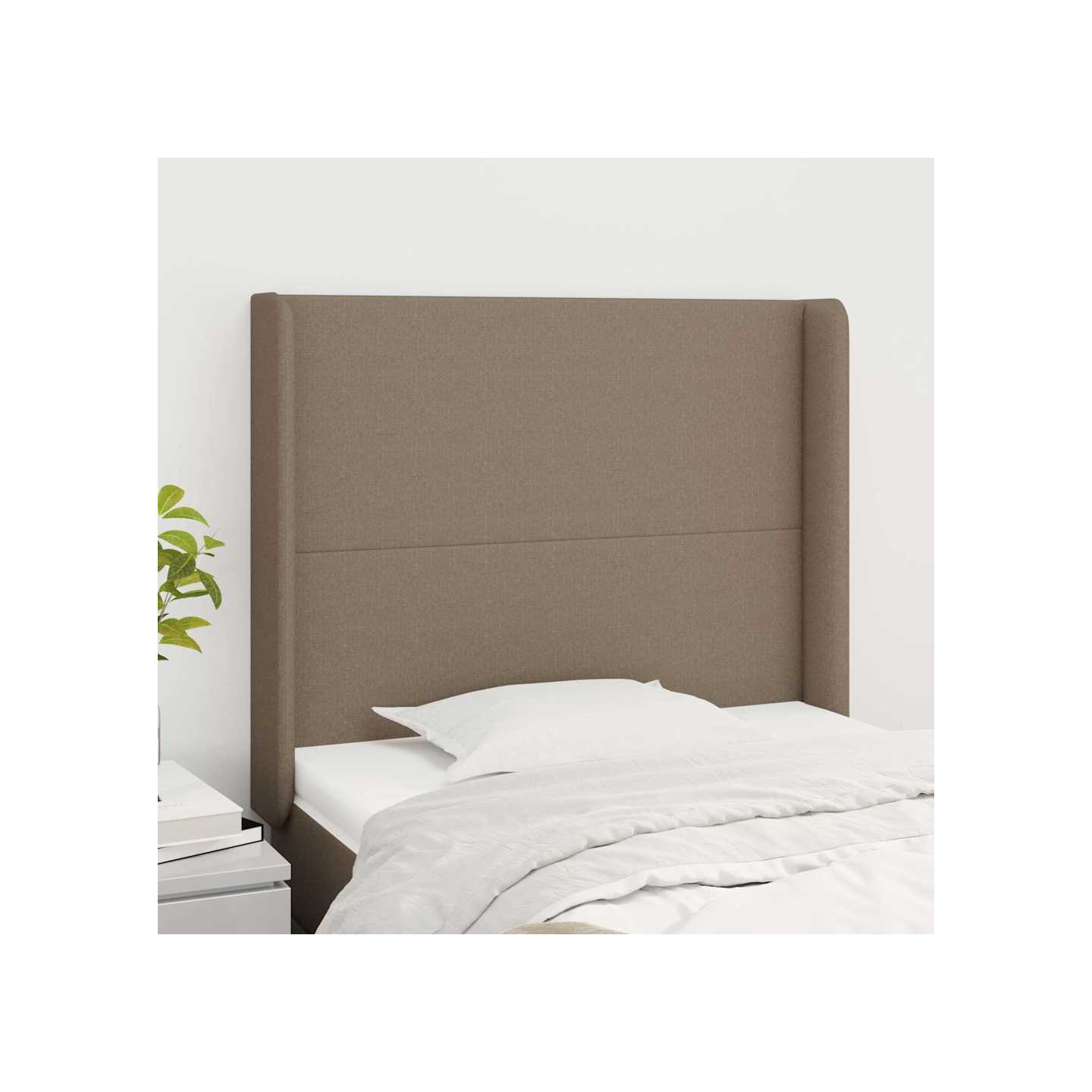 Tête de lit avec oreilles Taupe 83x16x118/128 cm Tissu