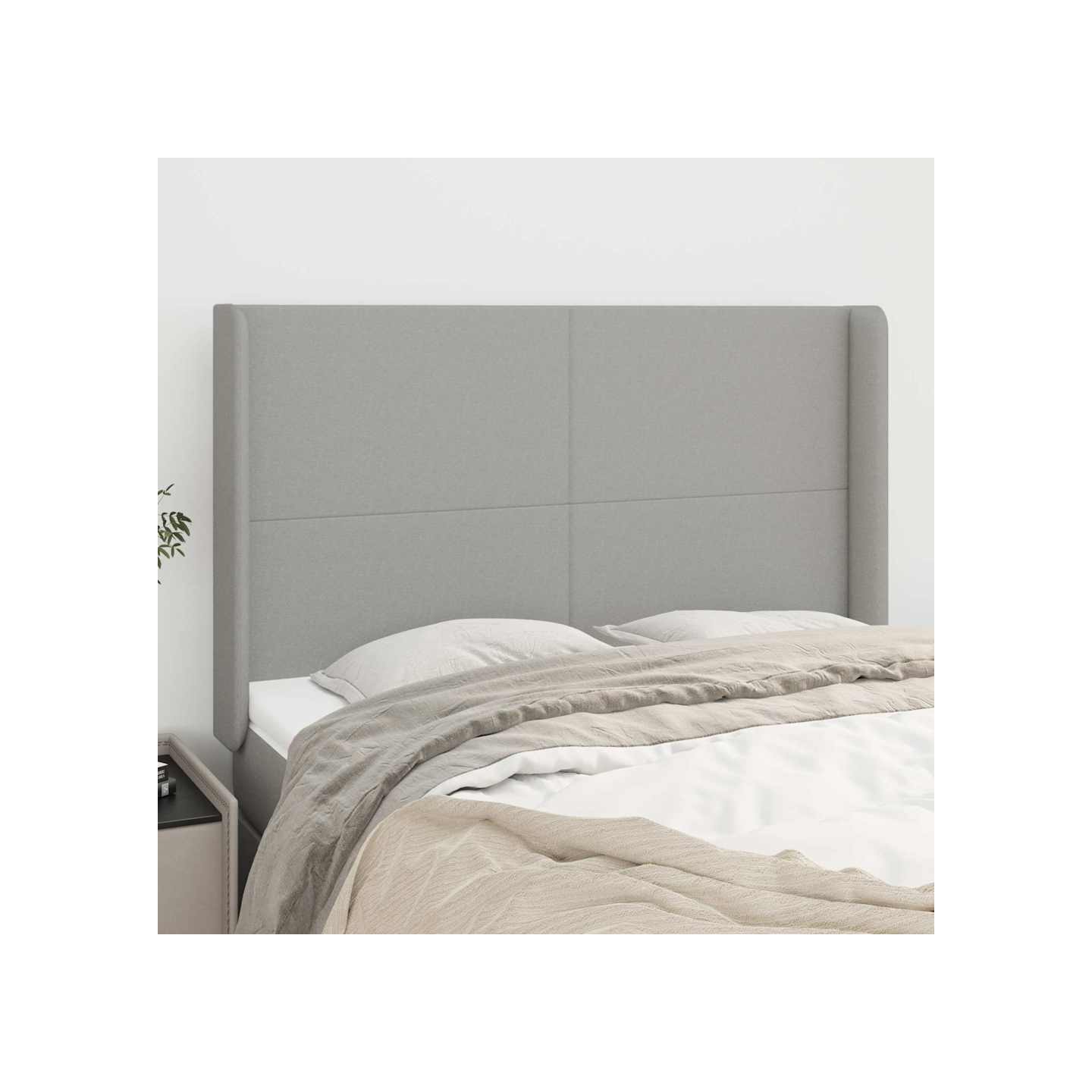 Tête de lit avec oreilles Gris clair 147x16x118/128 cm Tissu
