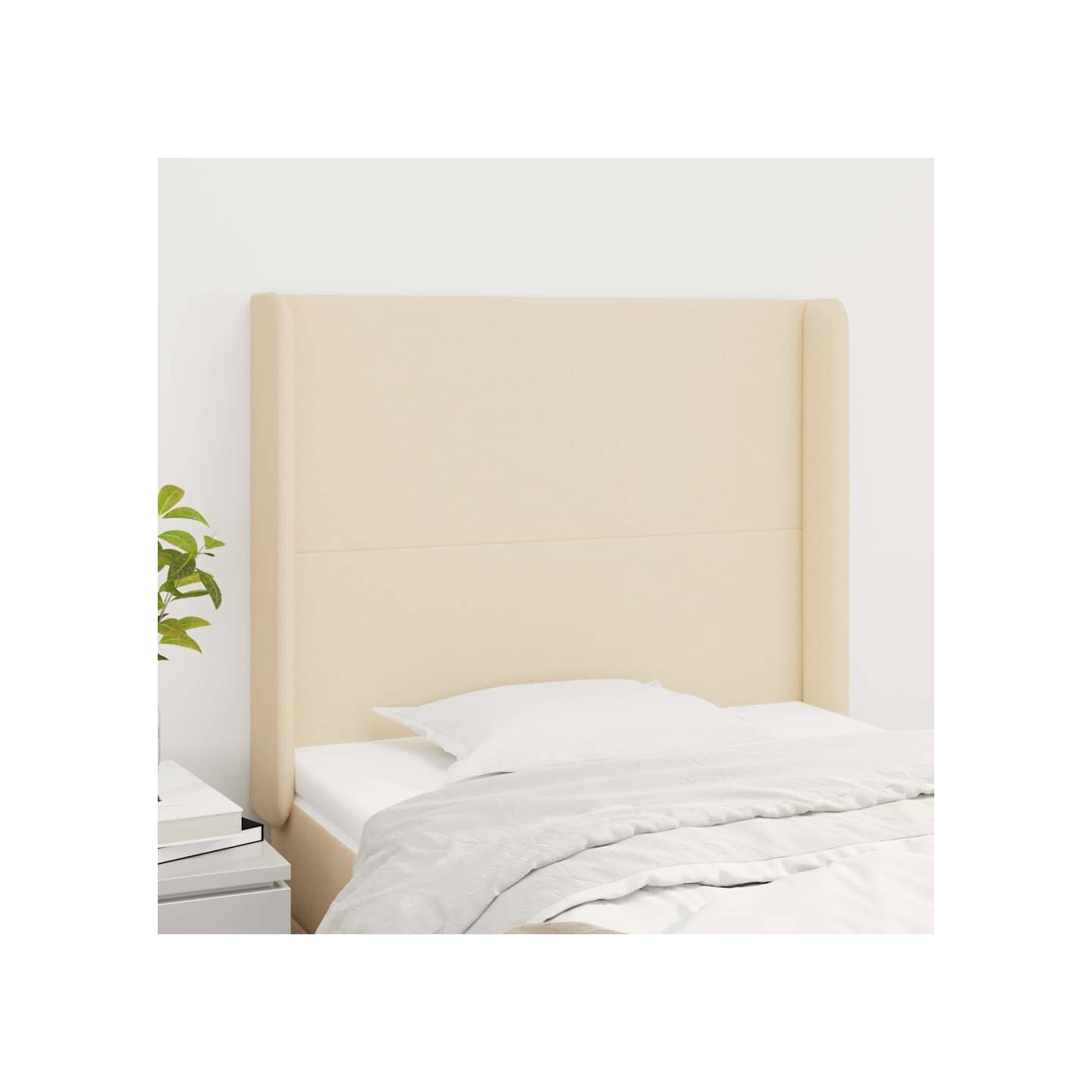 Tête de lit avec oreilles Crème 93x16x118/128 cm Tissu