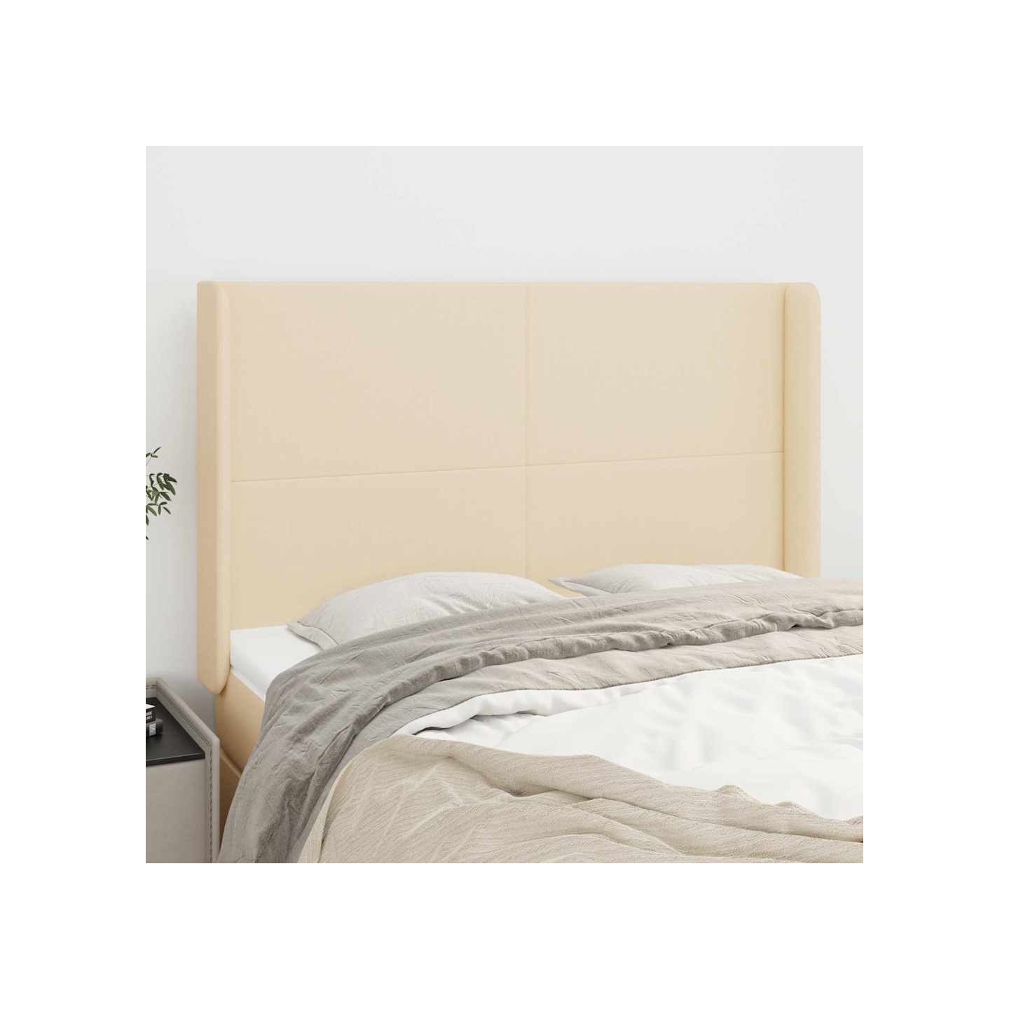 Tête de lit avec oreilles Crème 147x16x118/128 cm Tissu