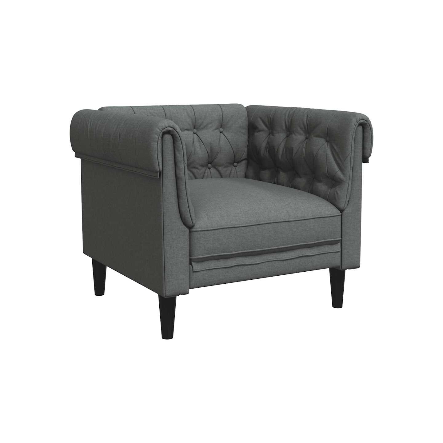 Fauteuil Chesterfield gris foncé tissu