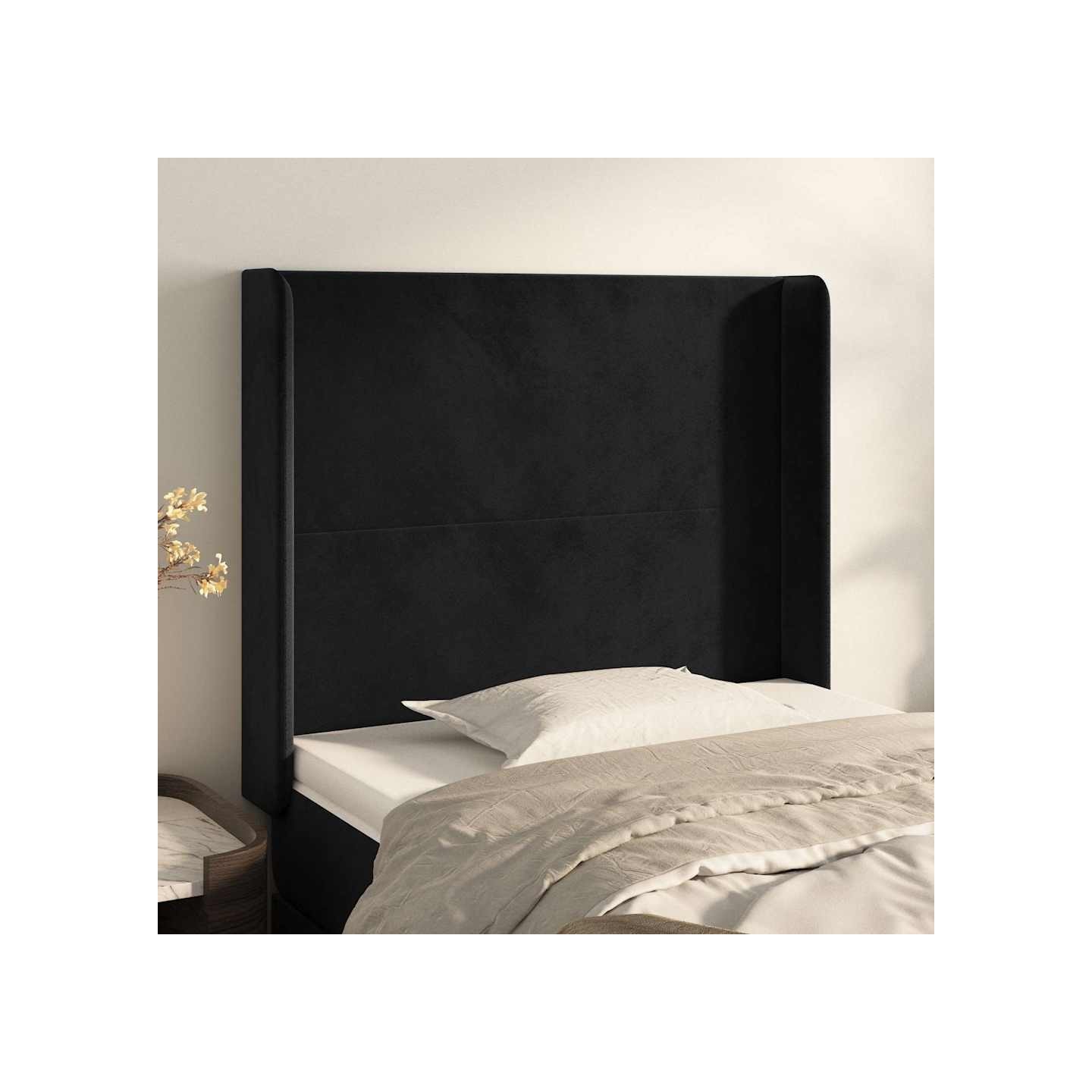 Tête de lit avec oreilles Noir 83x16x118/128 cm Velours