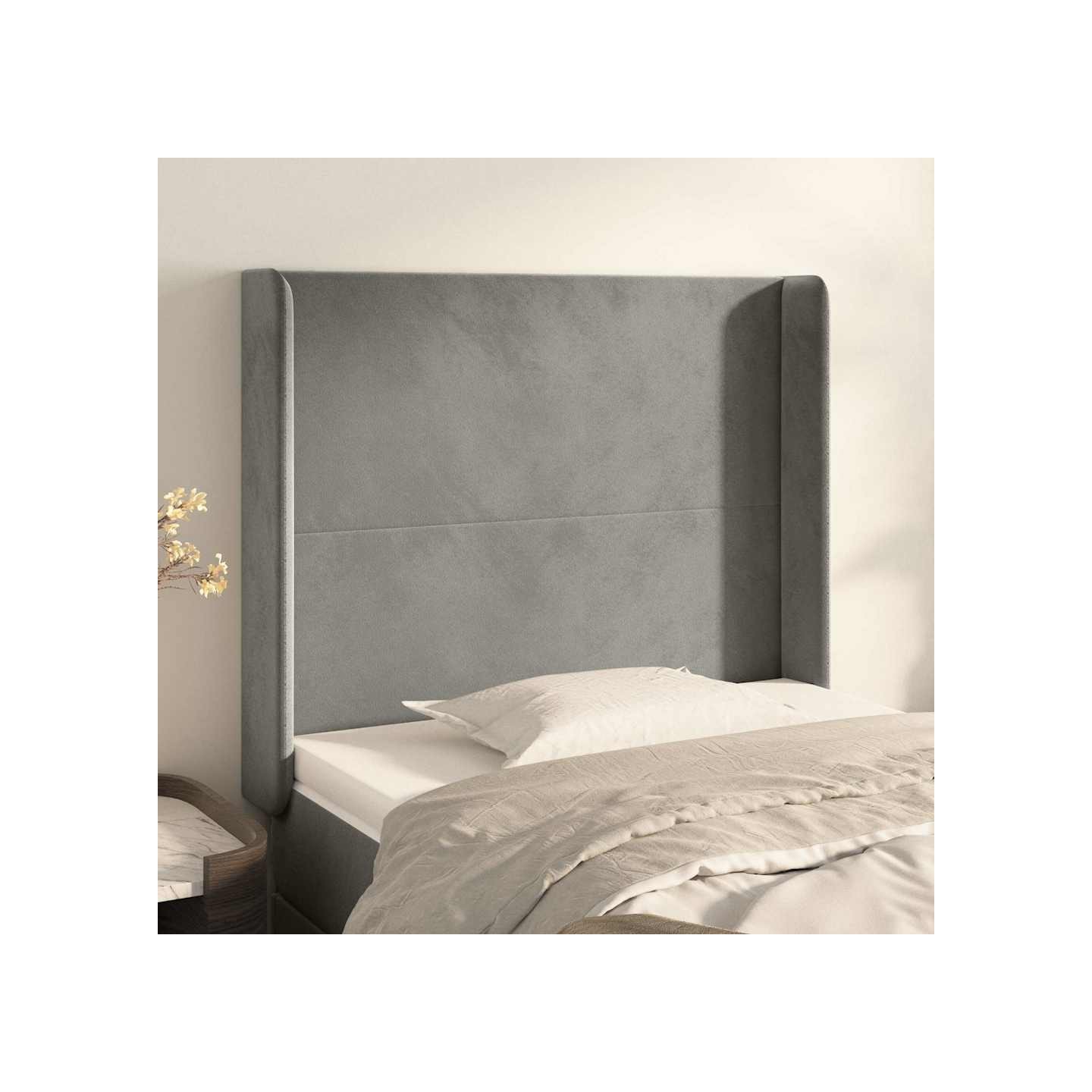Tête de lit avec oreilles Gris clair 93x16x118/128 cm Velours