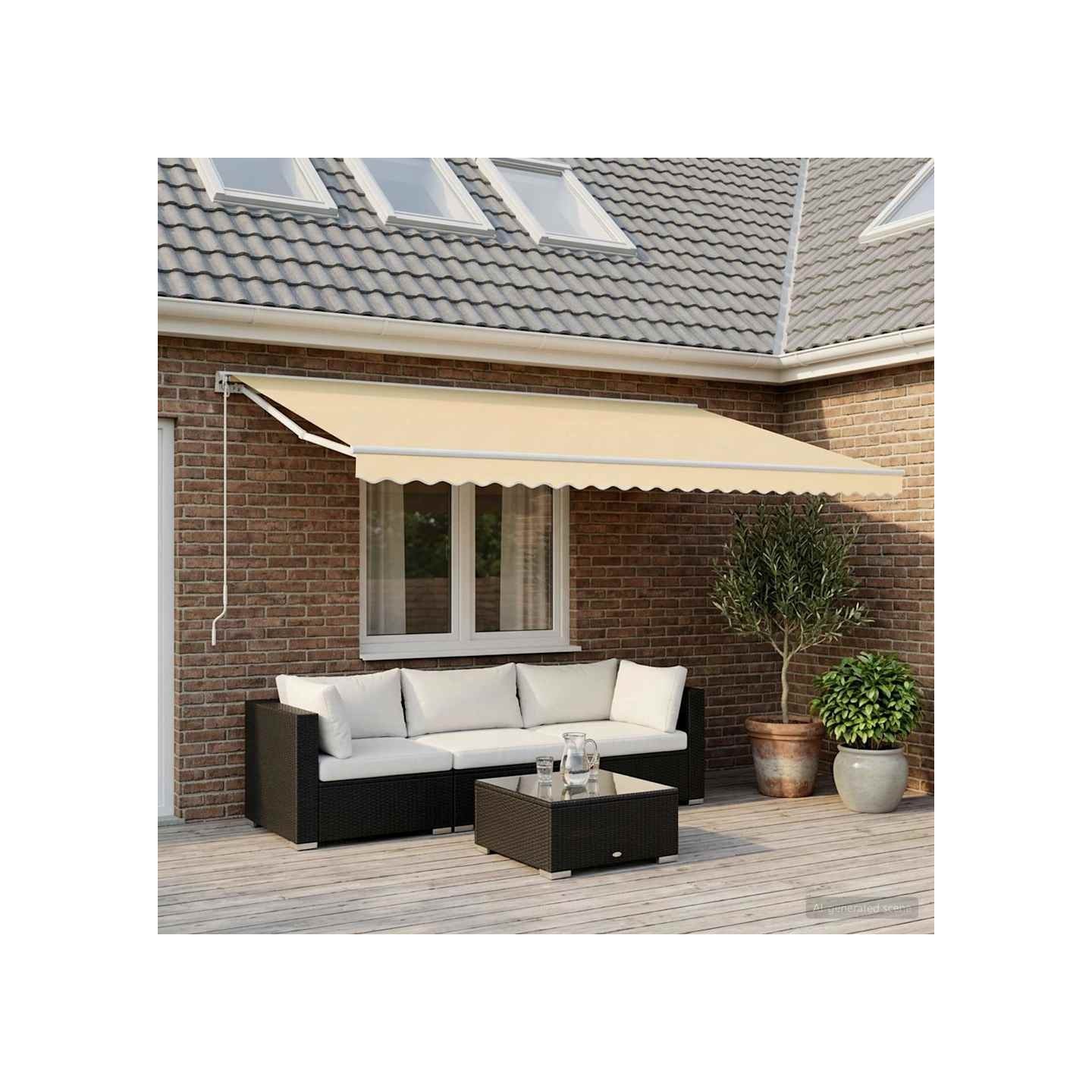 Tissu de remplacement pour auvent couleur crème 600x350 cm polyester