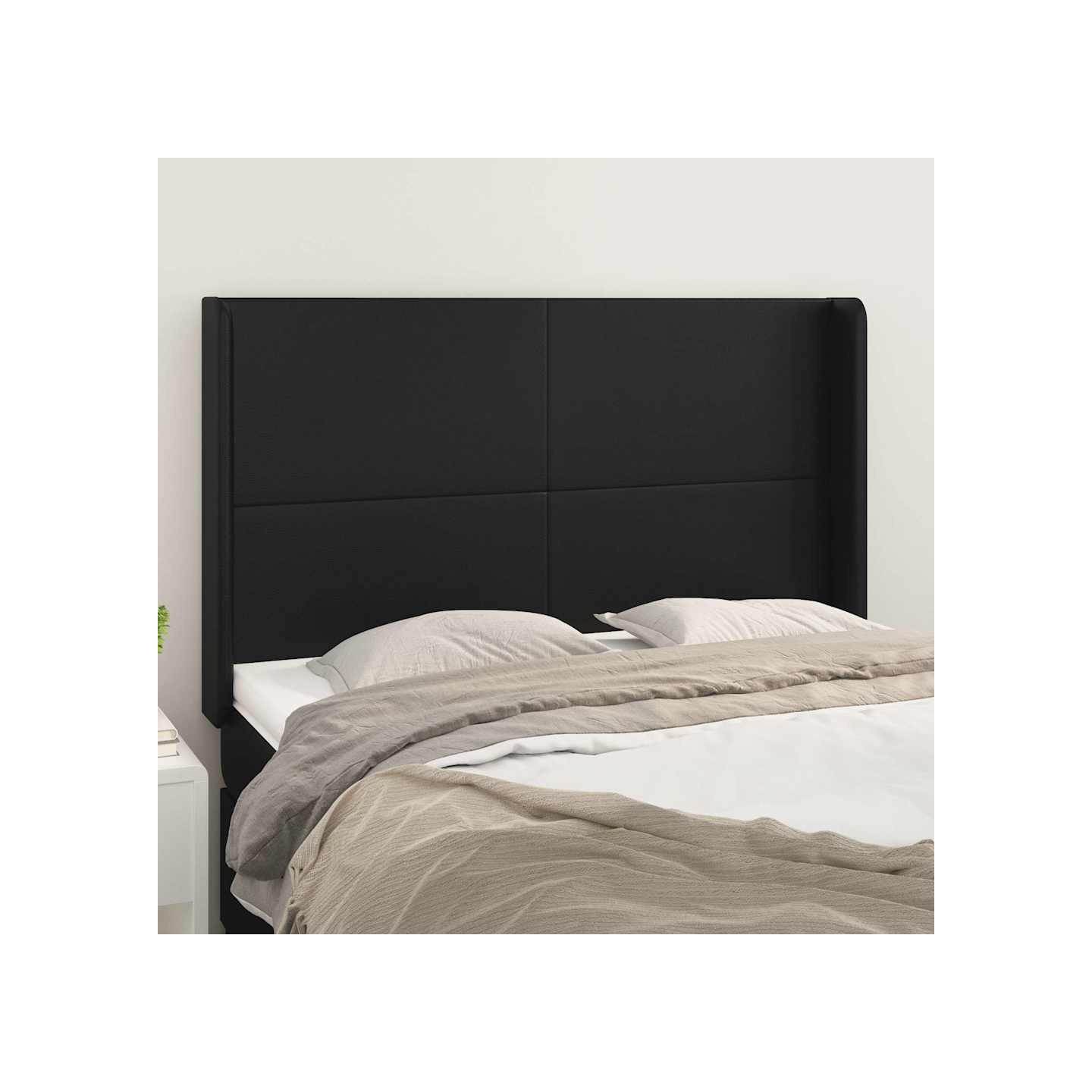 Tête de lit avec oreilles Noir 147x16x118/128 cm Similicuir