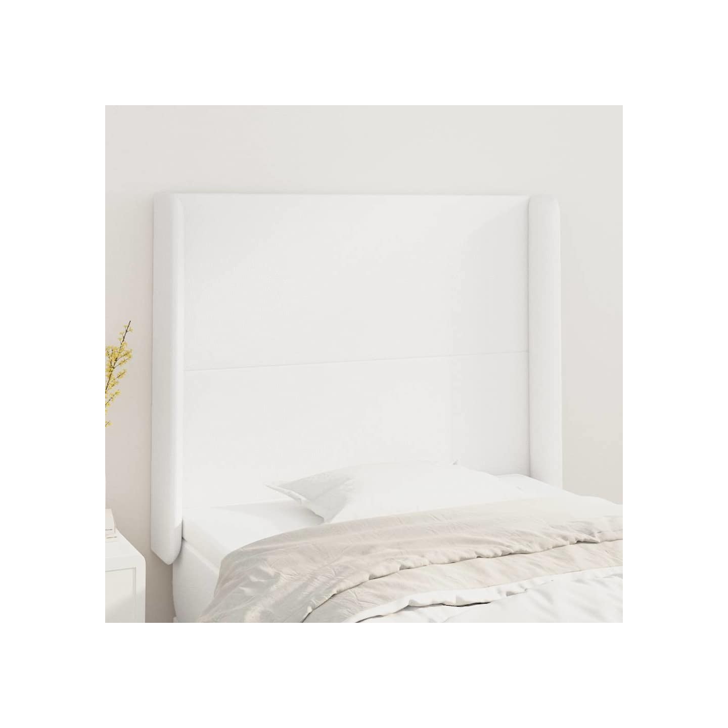 Tête de lit avec oreilles Blanc 103x16x118/128 cm Similicuir