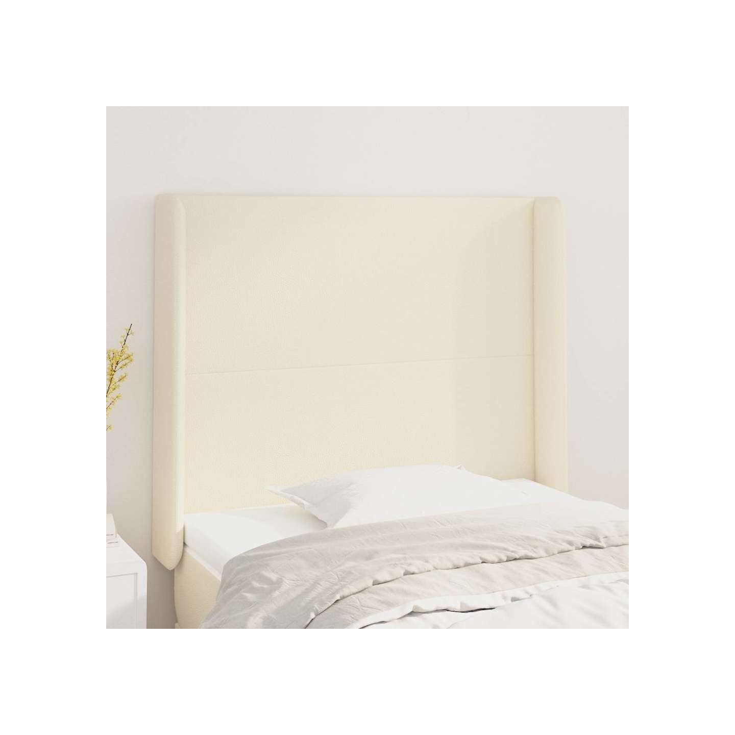 Tête de lit avec oreilles Crème 103x16x118/128 cm Similicuir