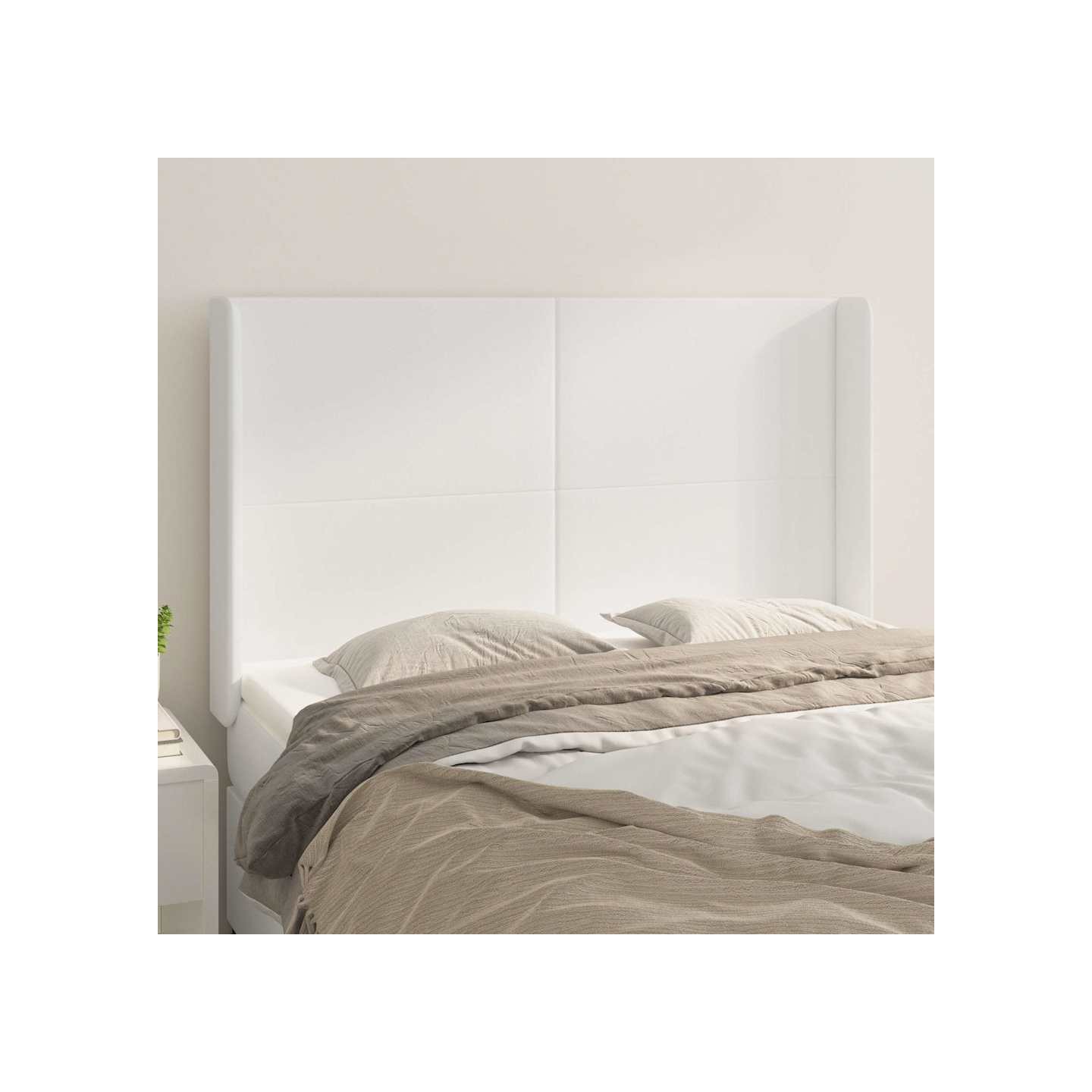 Tête de lit avec oreilles Blanc 147x16x118/128 cm Similicuir