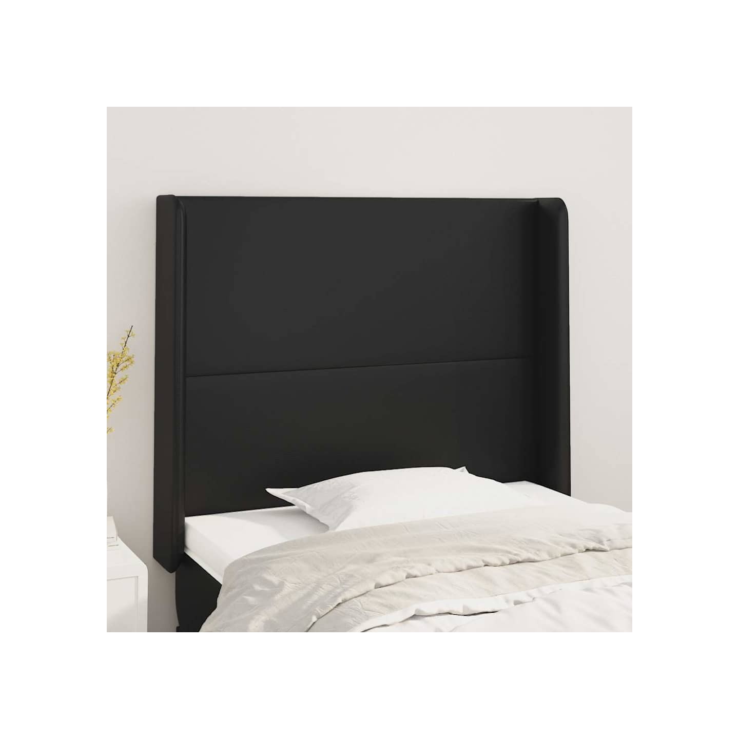 Tête de lit avec oreilles Noir 93x16x118/128 cm Similicuir