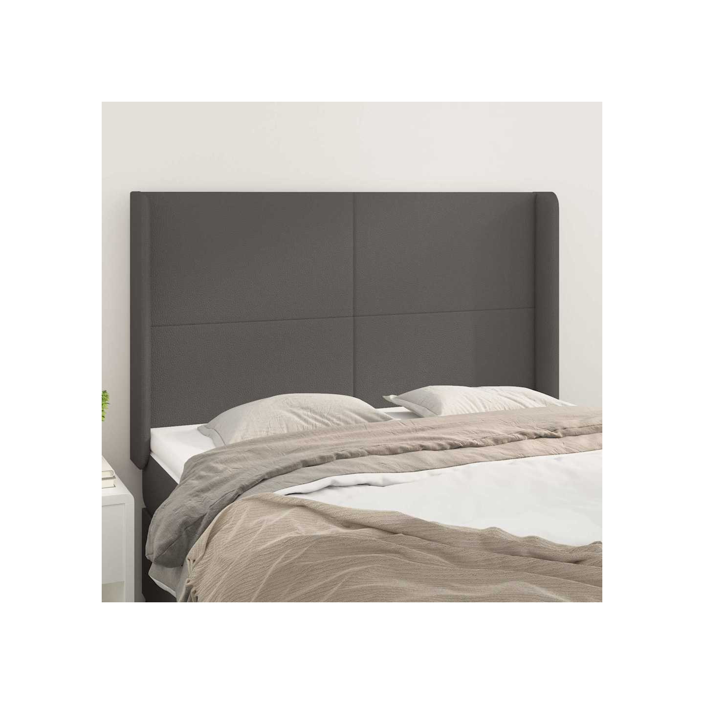 Tête de lit avec oreilles Gris 147x16x118/128 cm Similicuir