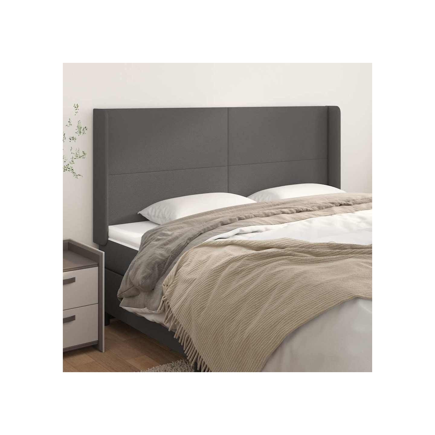 Tête de lit avec oreilles Gris 163x16x118/128 cm Similicuir