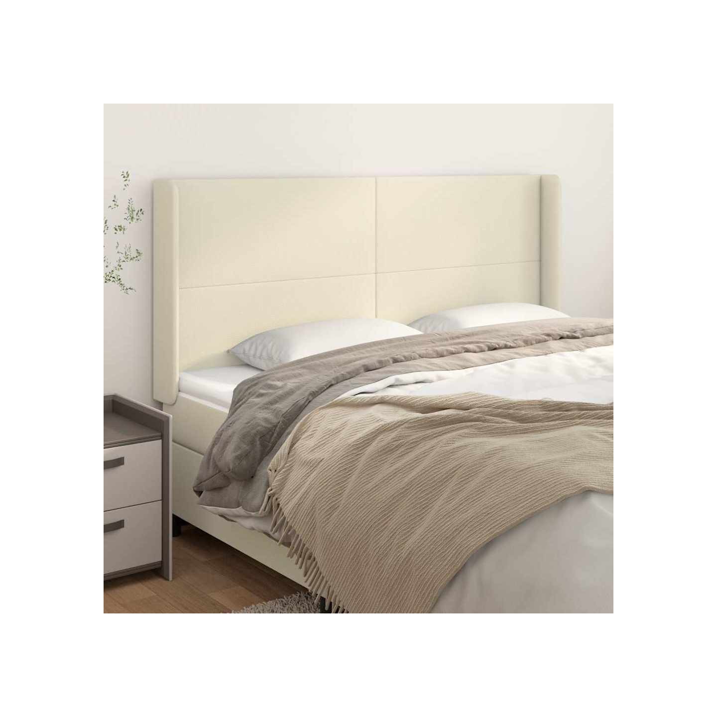 Tête de lit avec oreilles Crème 183x16x118/128 cm Similicuir