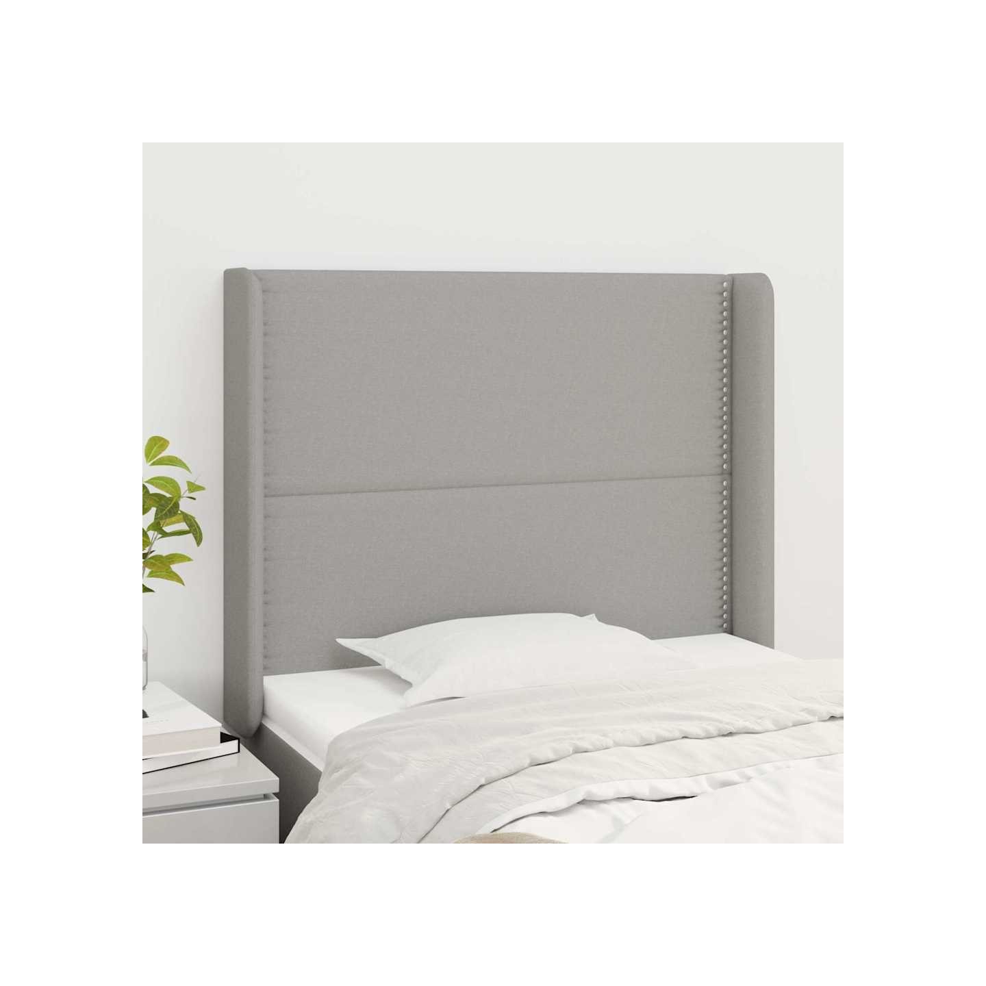 Tête de lit avec oreilles Gris clair 93x16x118/128 cm Tissu
