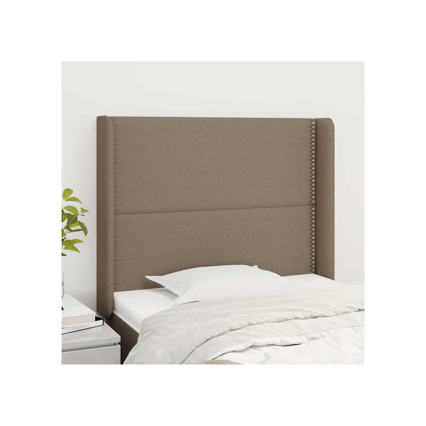 Tête de lit avec oreilles Taupe 103x16x118/128 cm Tissu