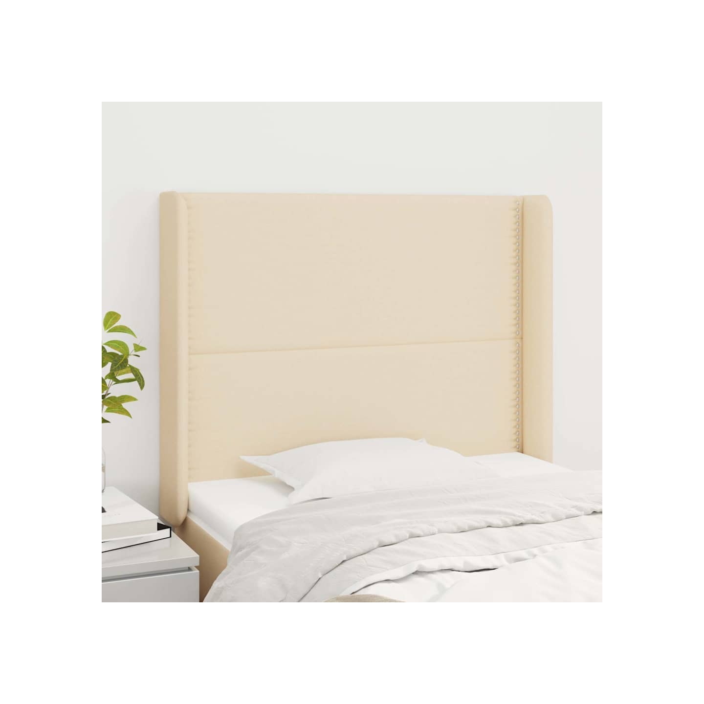 Tête de lit avec oreilles Crème 103x16x118/128 cm Tissu