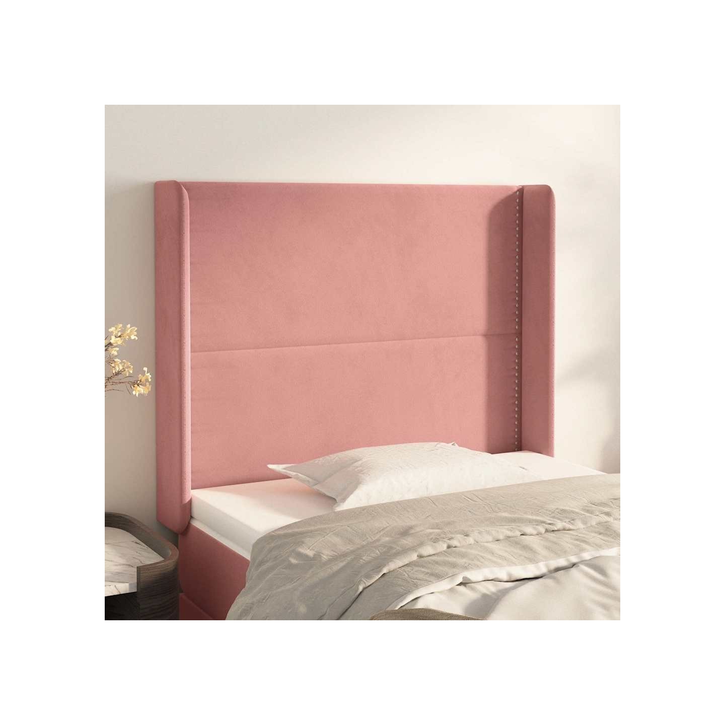 Tête de lit avec oreilles Rose 93x16x118/128 cm Velours