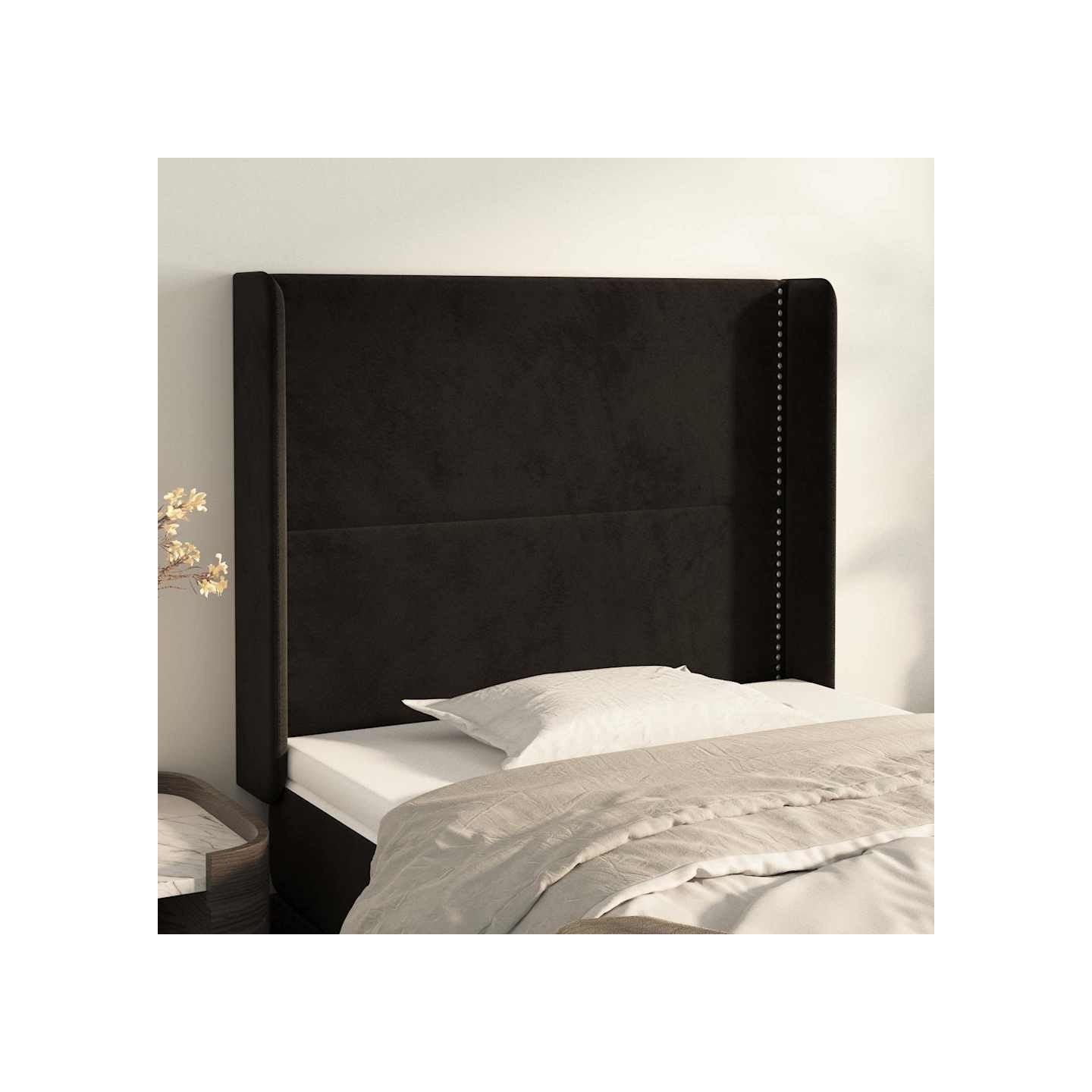 Tête de lit avec oreilles Noir 103x16x118/128 cm Velours