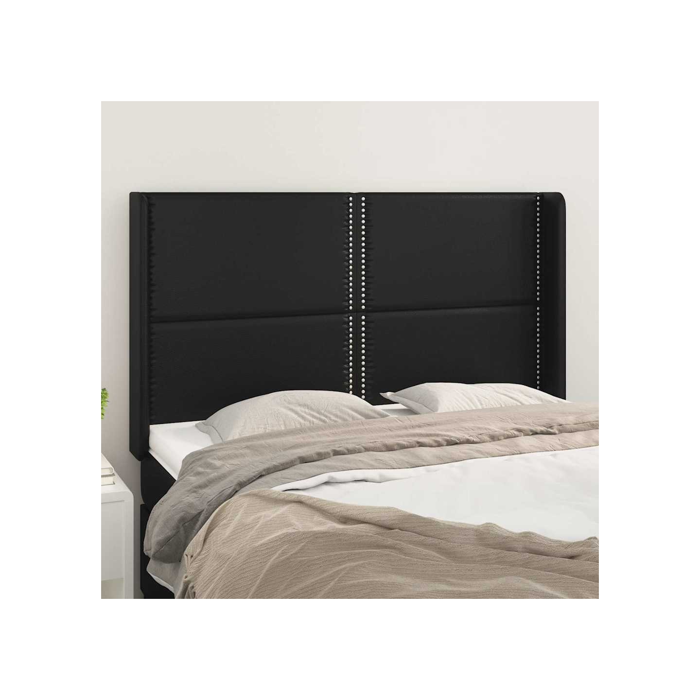 Tête de lit avec oreilles Noir 147x16x118/128 cm Similicuir