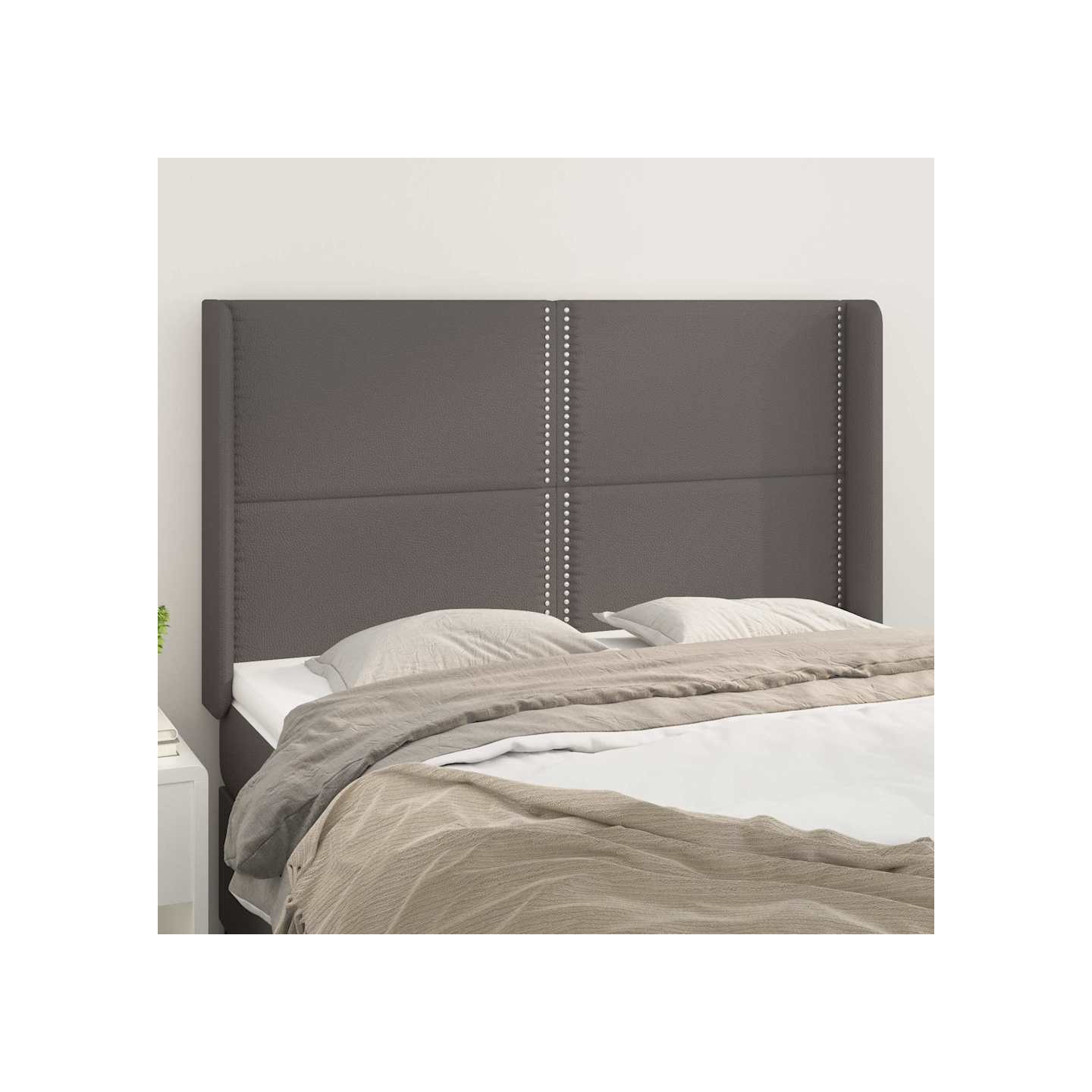 Tête de lit avec oreilles Gris 147x16x118/128 cm Similicuir