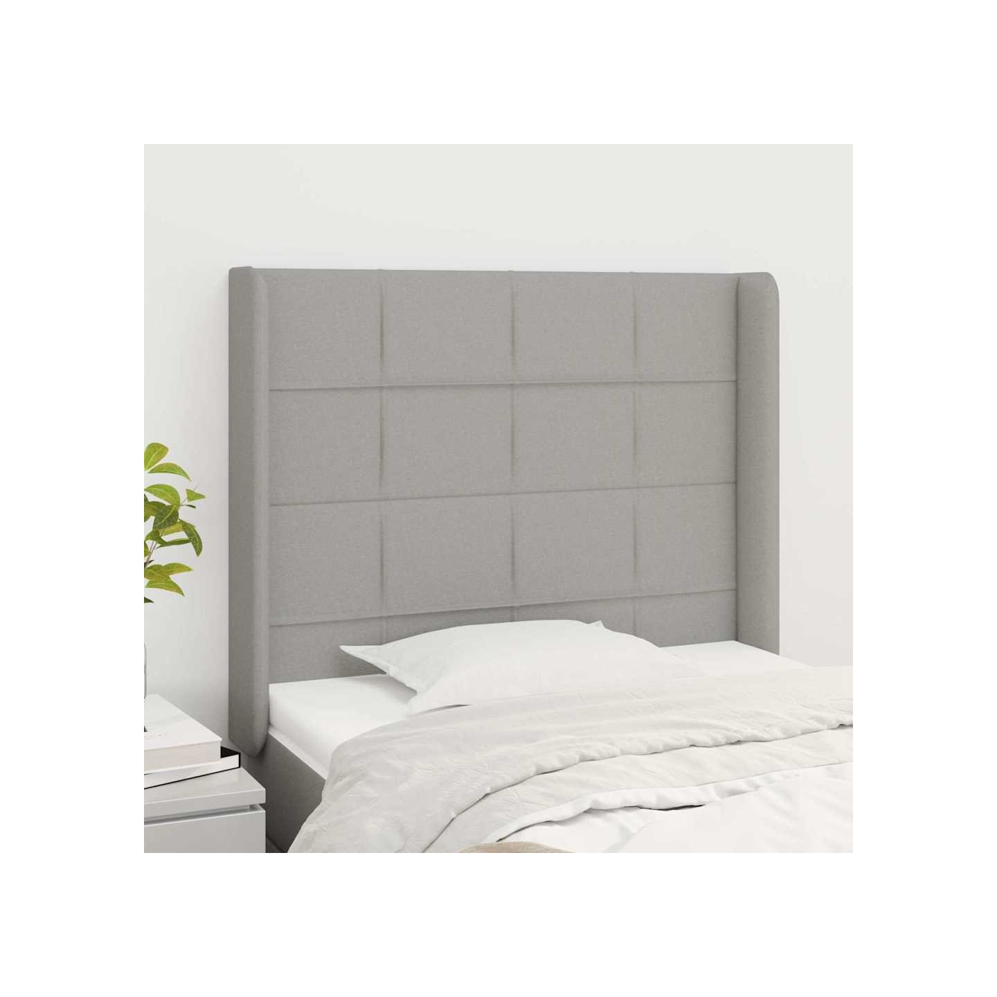 Tête de lit avec oreilles Gris clair 83x16x118/128 cm Tissu