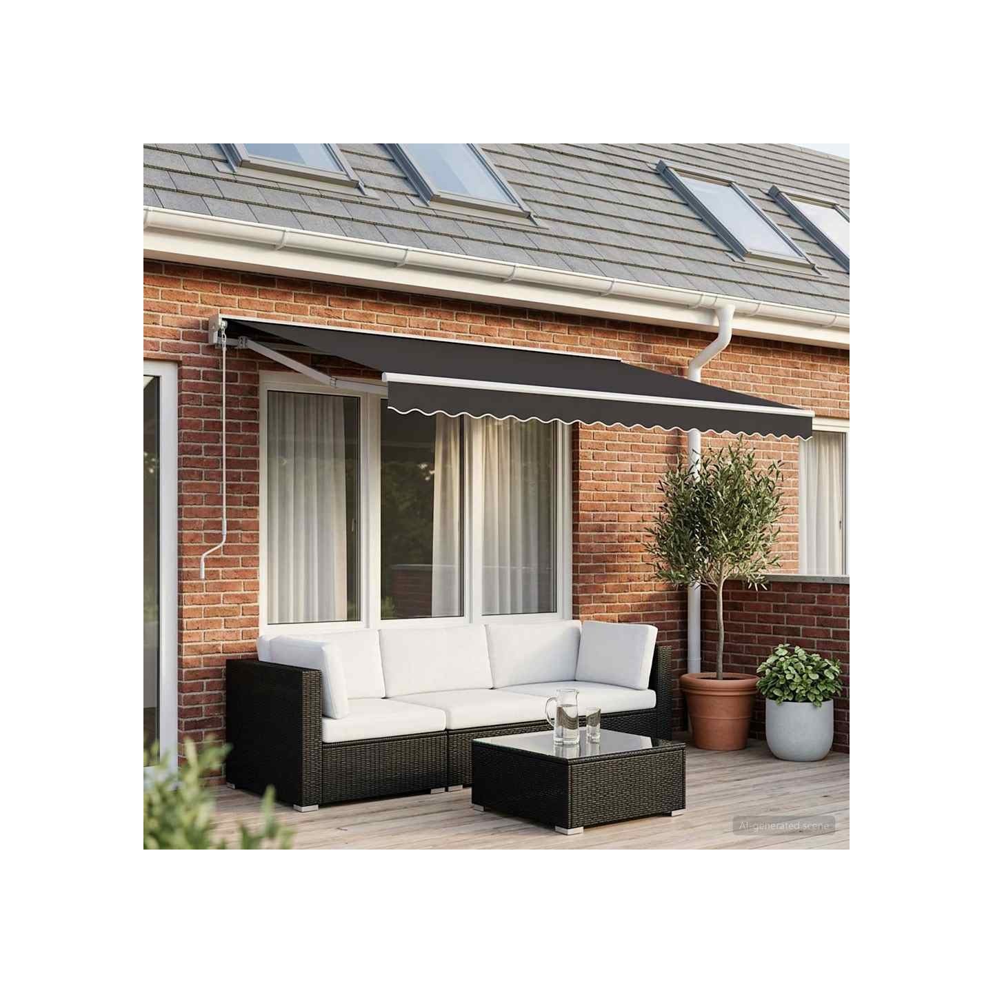 Tissu de remplacement pour auvent anthracite 600x350 cm polyester
