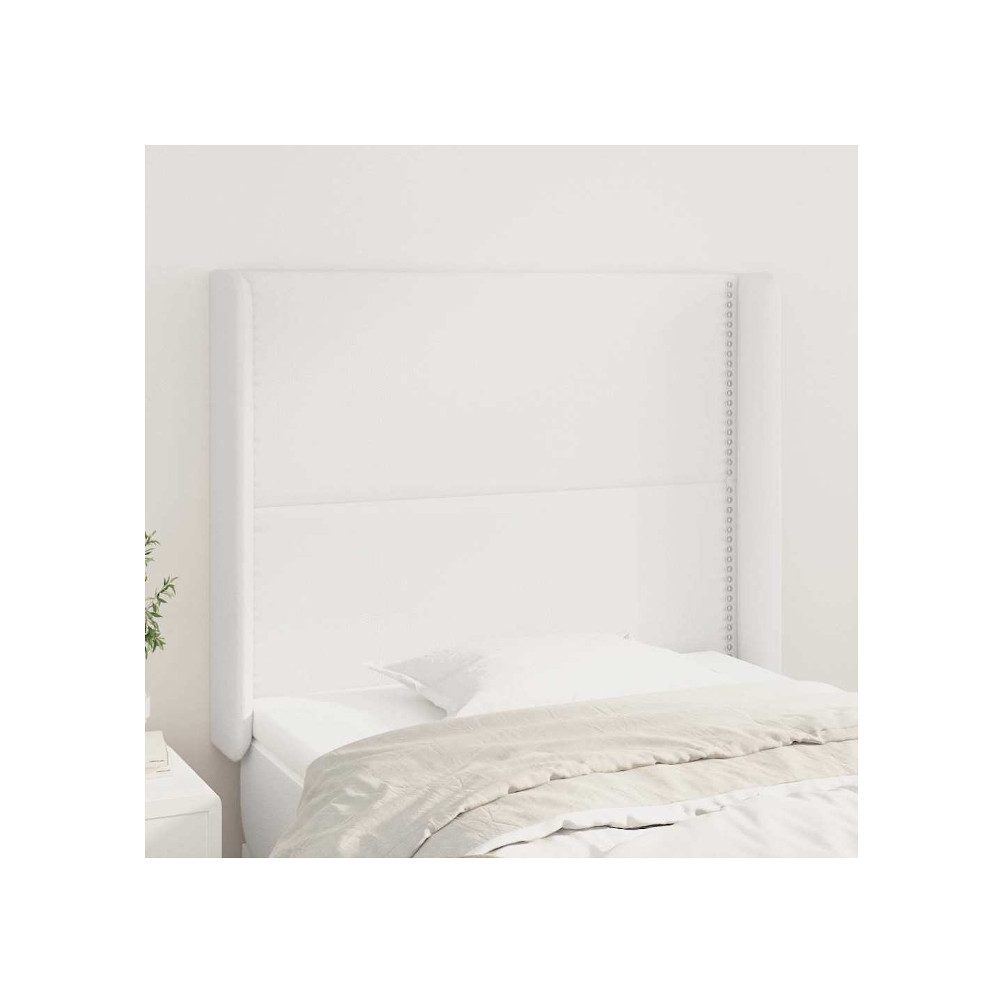 Tête de lit avec oreilles Blanc 103x16x118/128 cm Similicuir