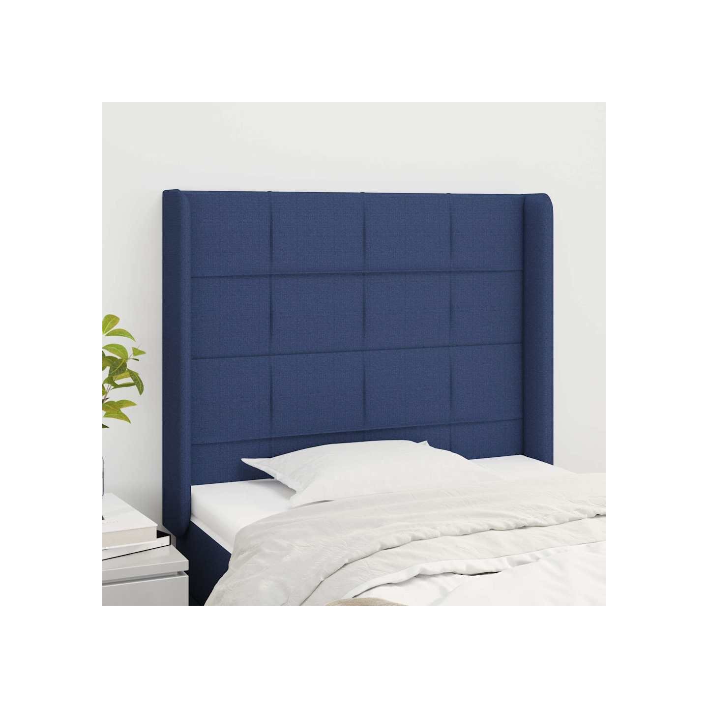 Tête de lit avec oreilles Bleu 83x16x118/128 cm Tissu