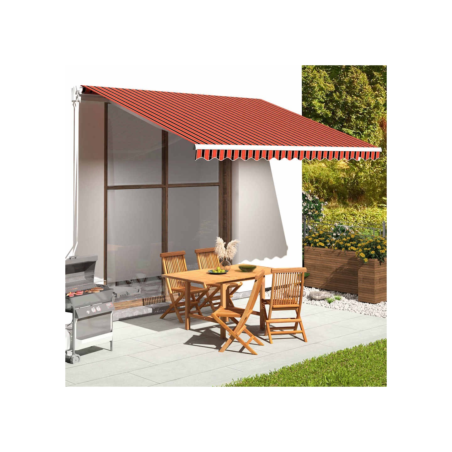 Tissu de remplacement pour auvent orange et marron 400x350 cm