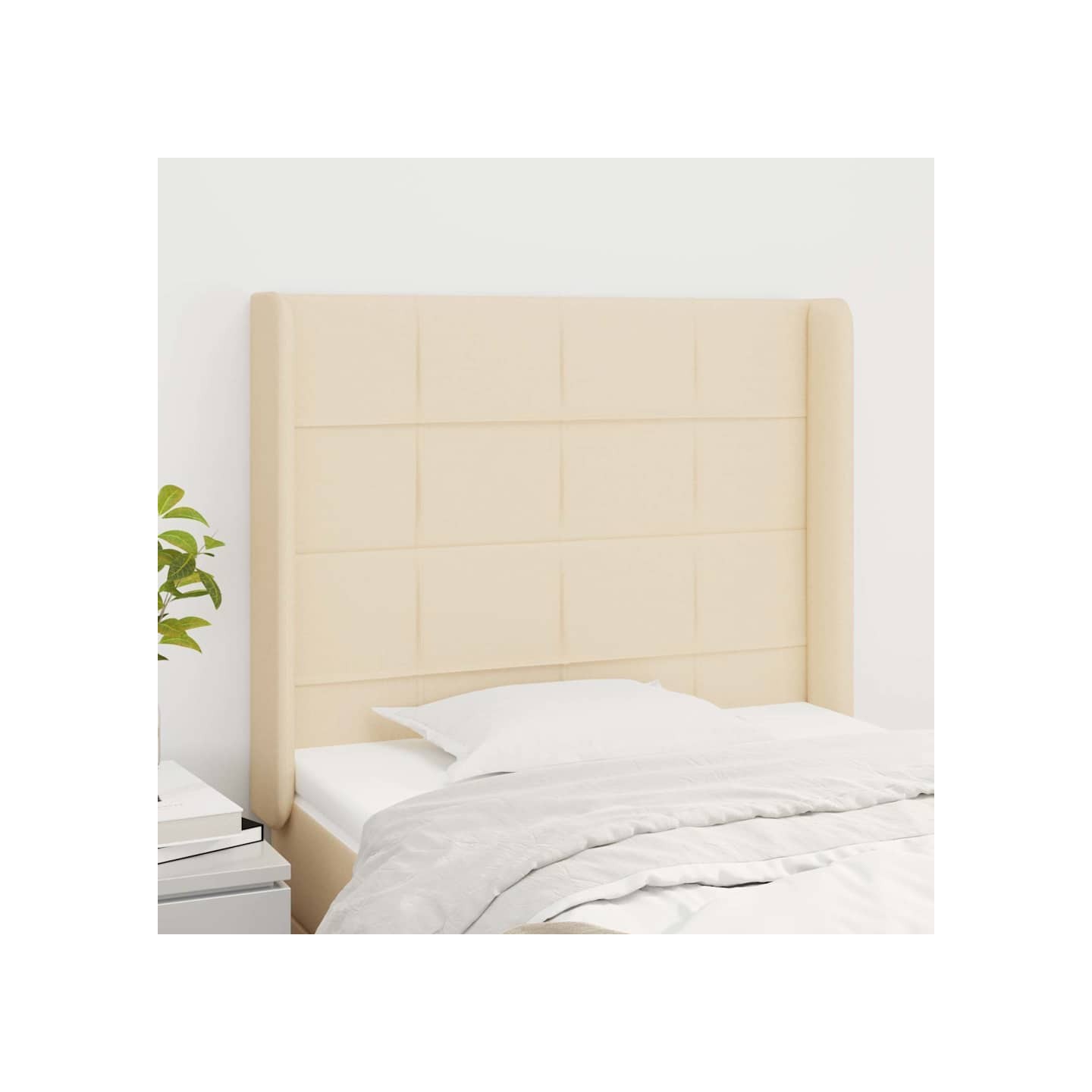 Tête de lit avec oreilles Crème 93x16x118/128 cm Tissu