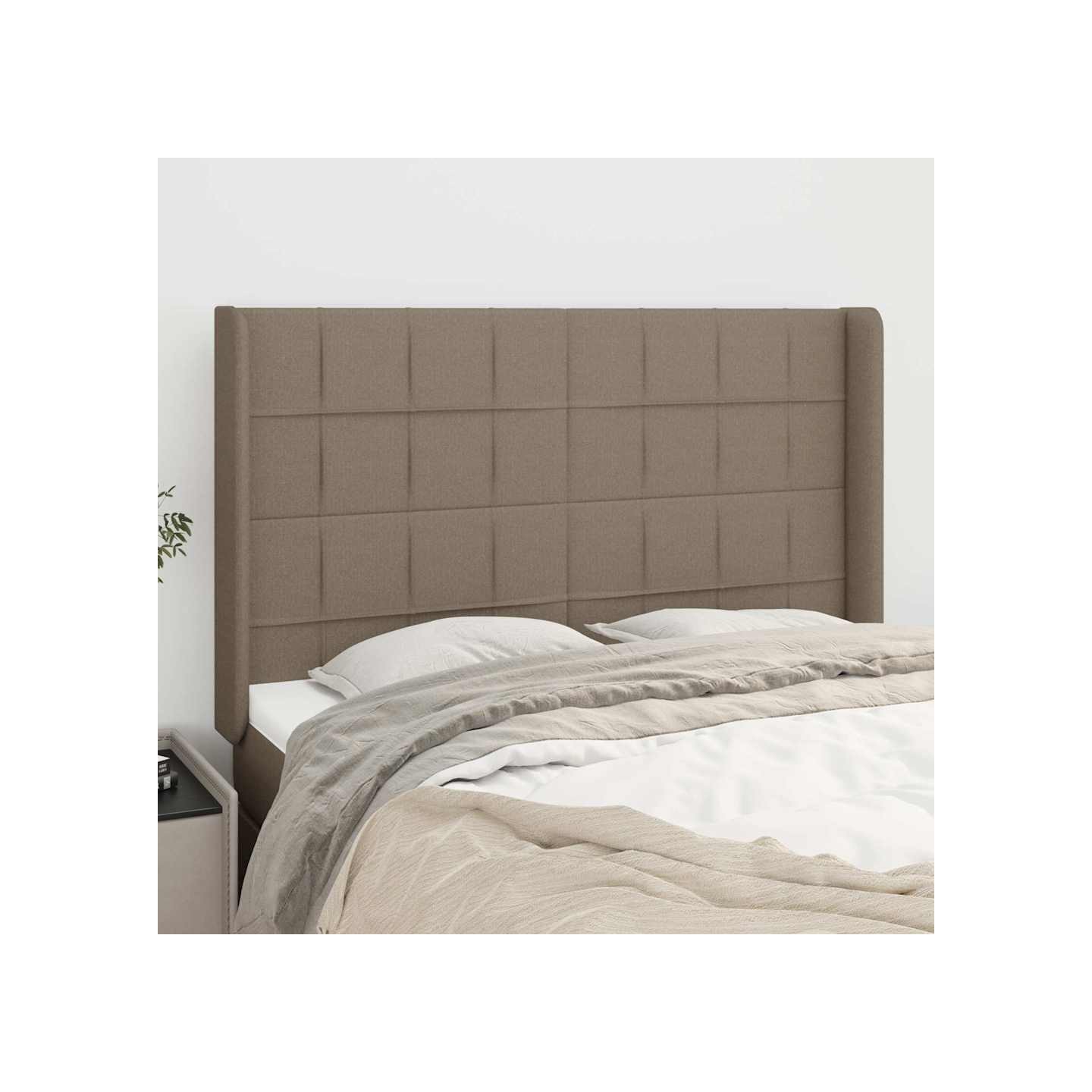 Tête de lit avec oreilles Taupe 147x16x118/128 cm Tissu
