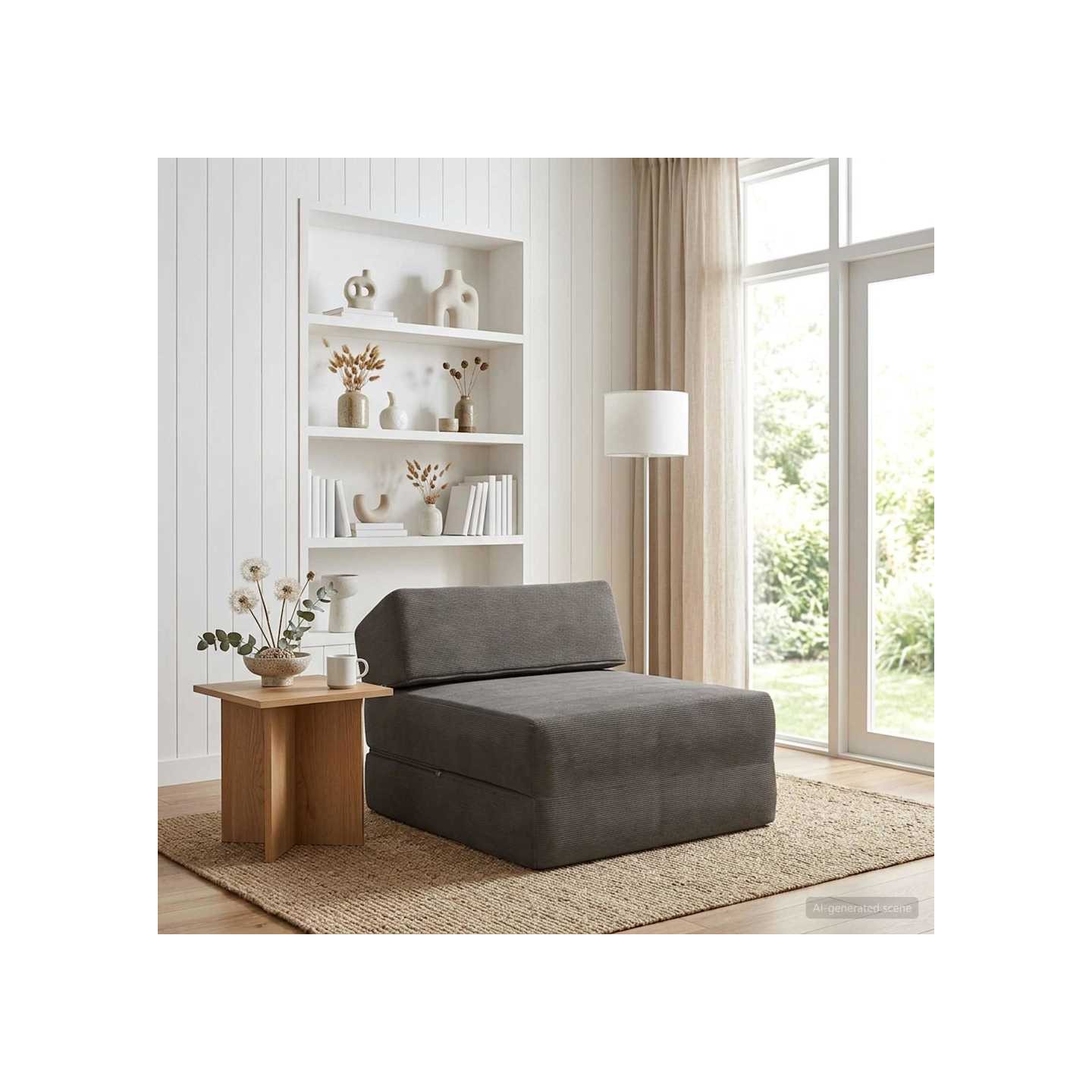 Canapé-lit pliable Gris clair 60 x 70 x 41 cm Corduroy