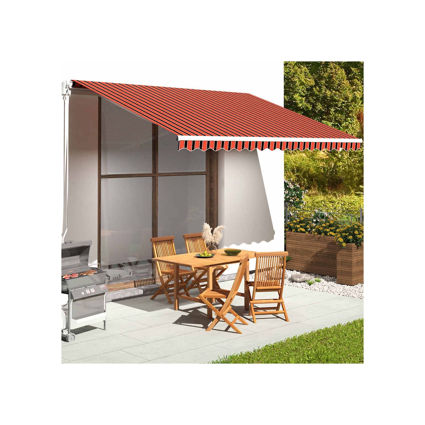 Tissu de remplacement pour auvent orange et marron 450x350 cm