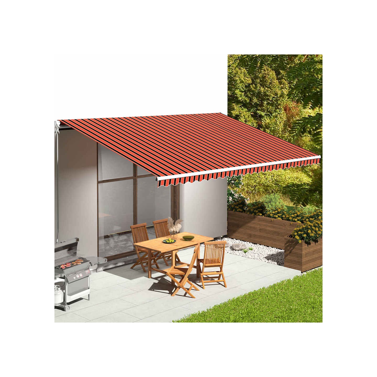 Tissu de remplacement pour auvent orange et marron 600x350 cm