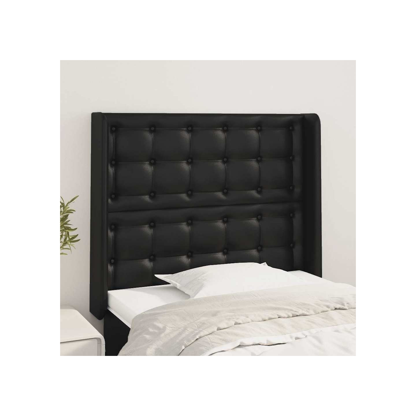 Tête de lit avec oreilles Noir 83x16x118/128 cm Similicuir