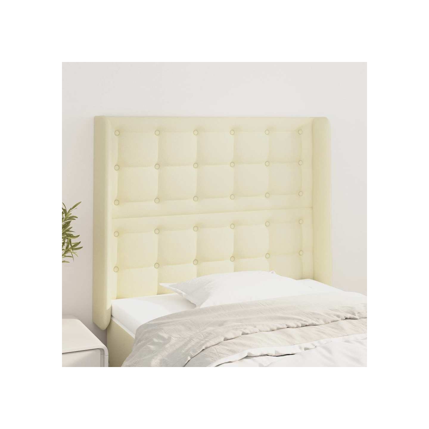 Tête de lit avec oreilles Crème 93x16x118/128 cm Similicuir