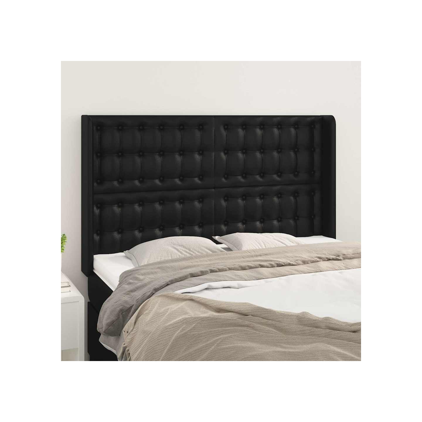 Tête de lit avec oreilles Noir 147x16x118/128 cm Similicuir