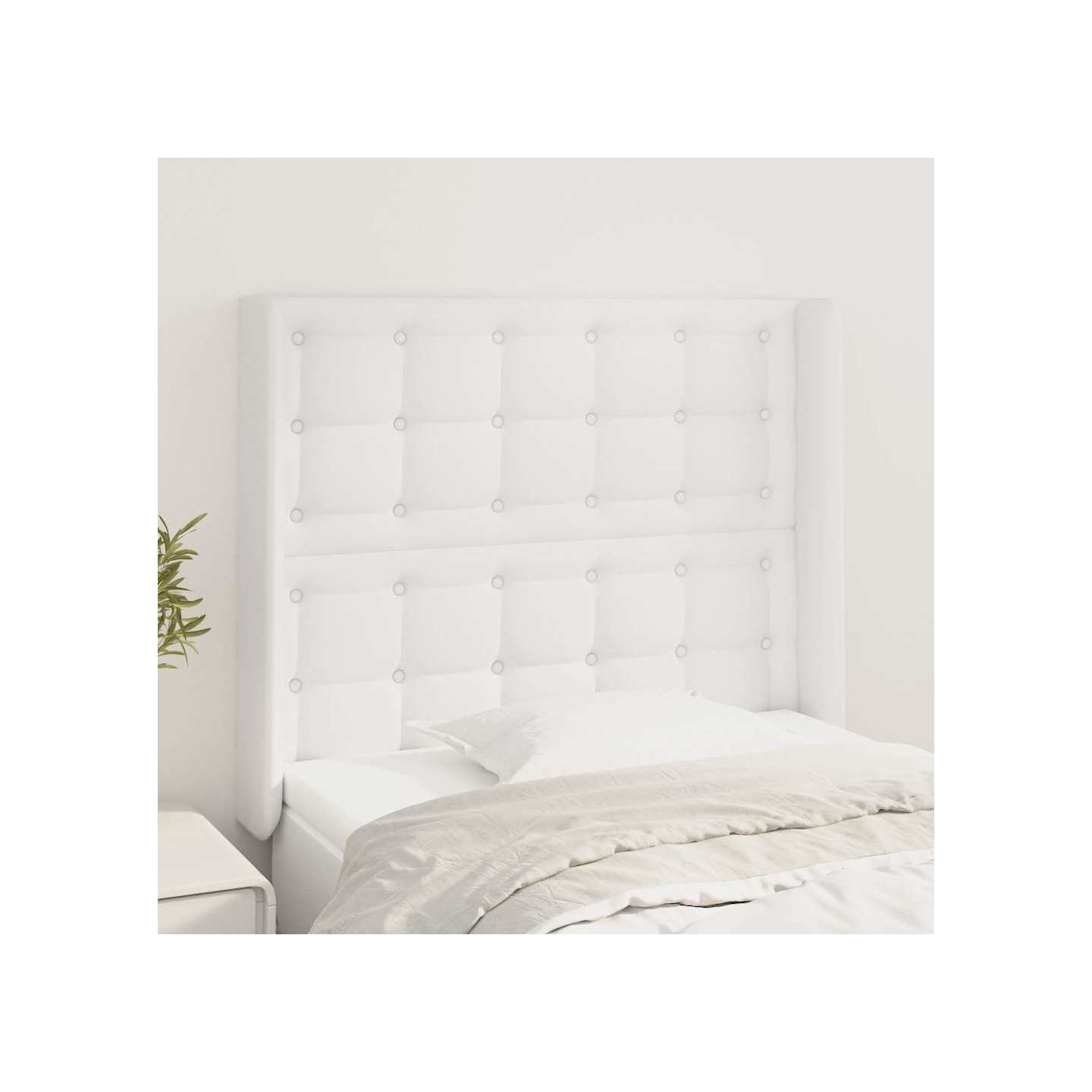 Tête de lit avec oreilles Blanc 93x16x118/128 cm Similicuir