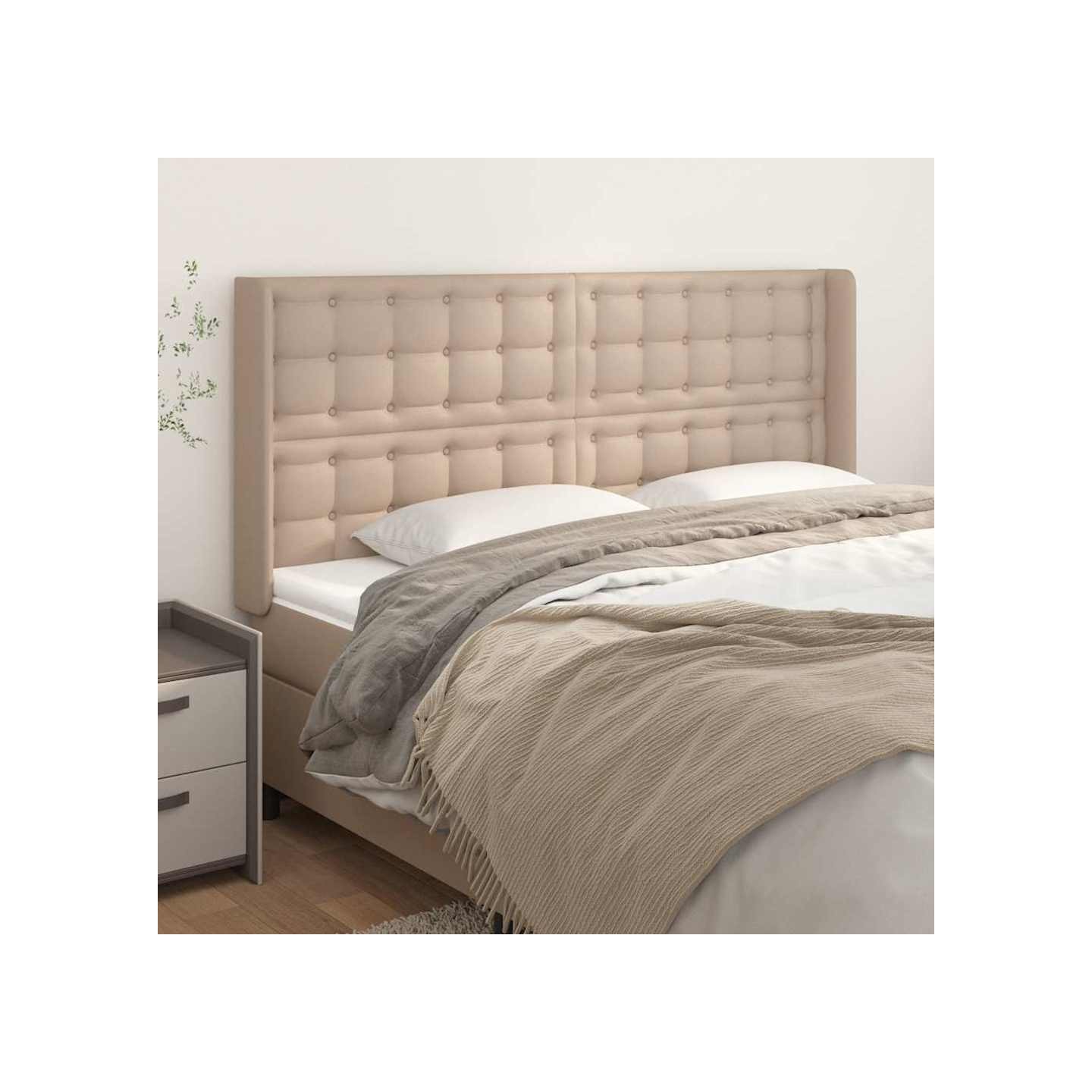Tête de lit avec oreilles Cappuccino 163x16x118/128 cm
