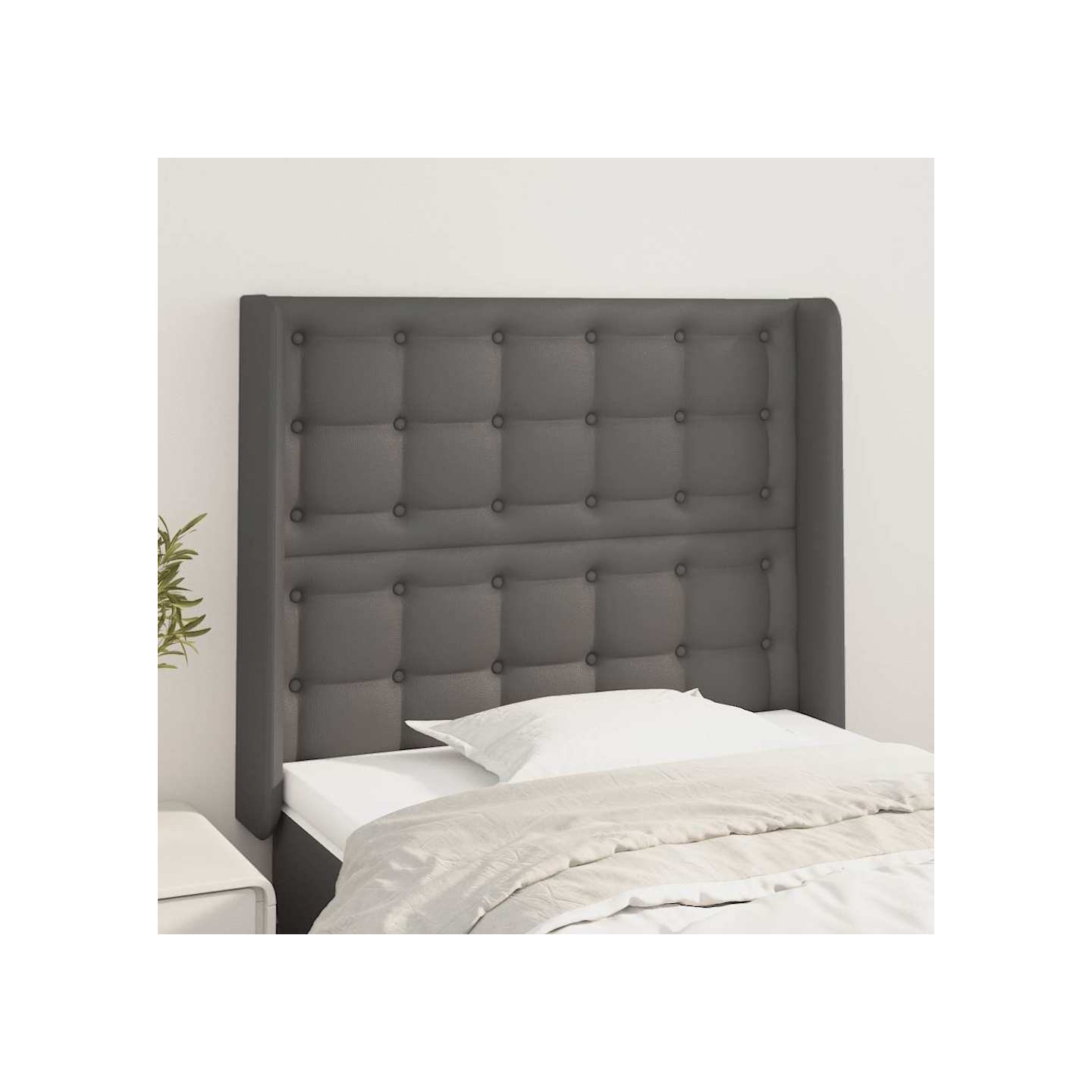 Tête de lit avec oreilles Gris 103x16x118/128 cm Similicuir