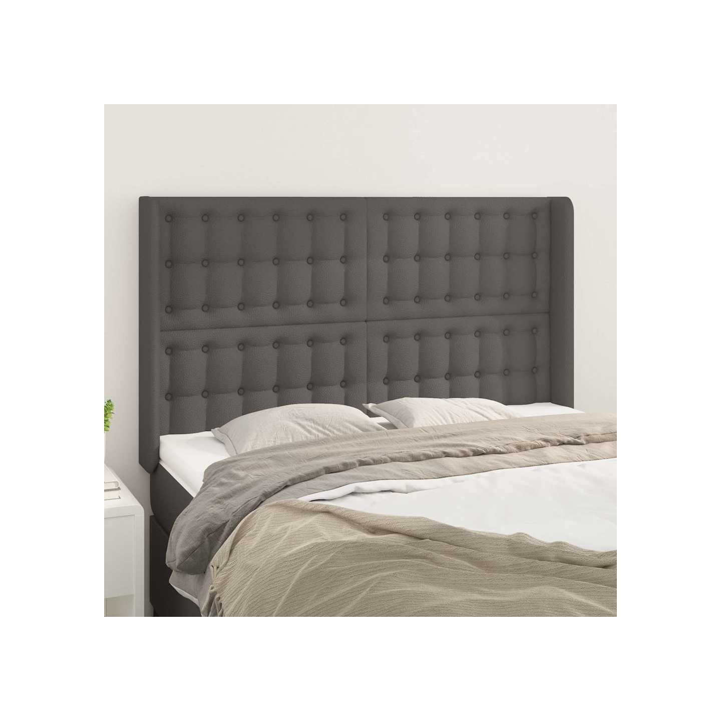 Tête de lit avec oreilles Gris 147x16x118/128 cm Similicuir