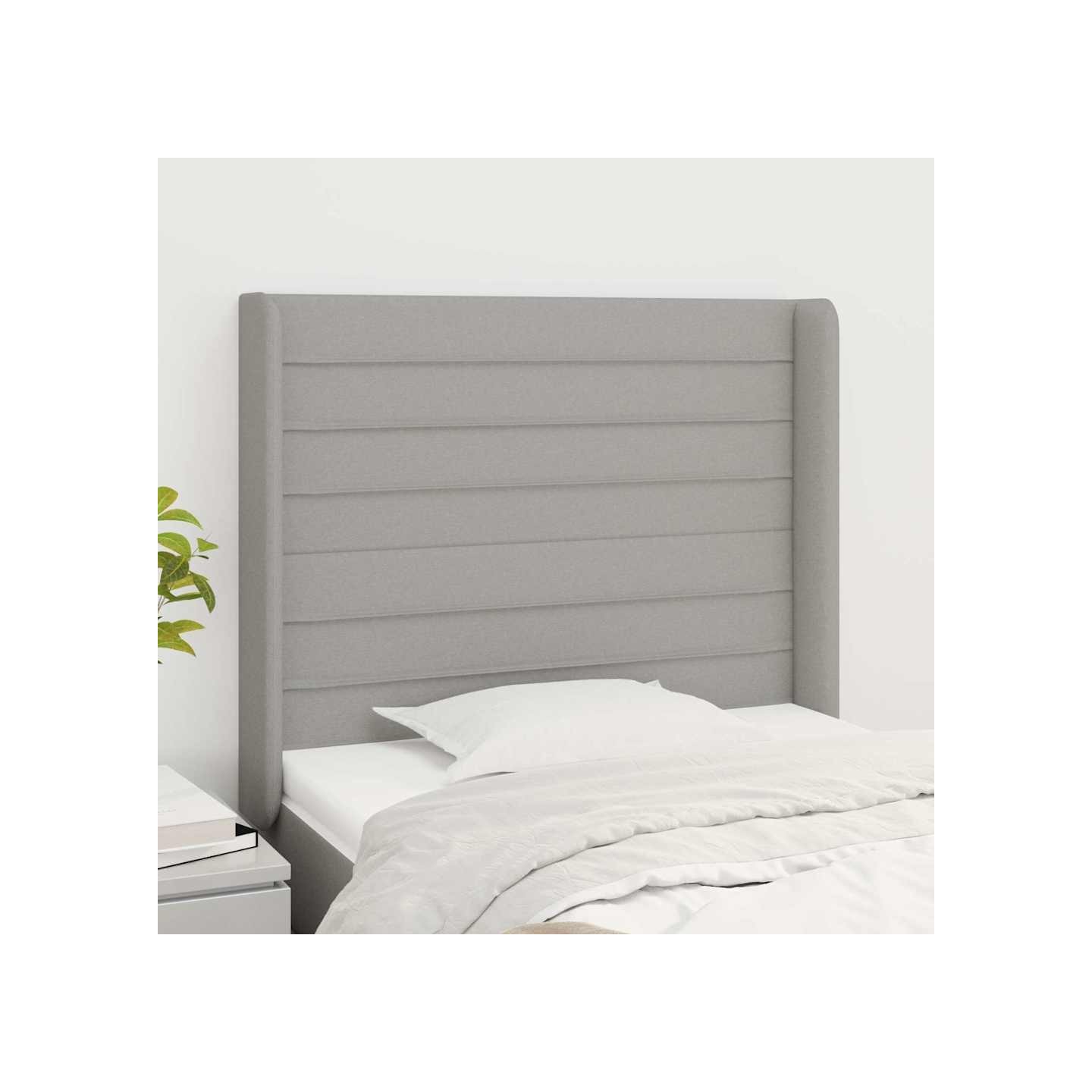 Tête de lit avec oreilles Gris clair 93x16x118/128 cm Tissu