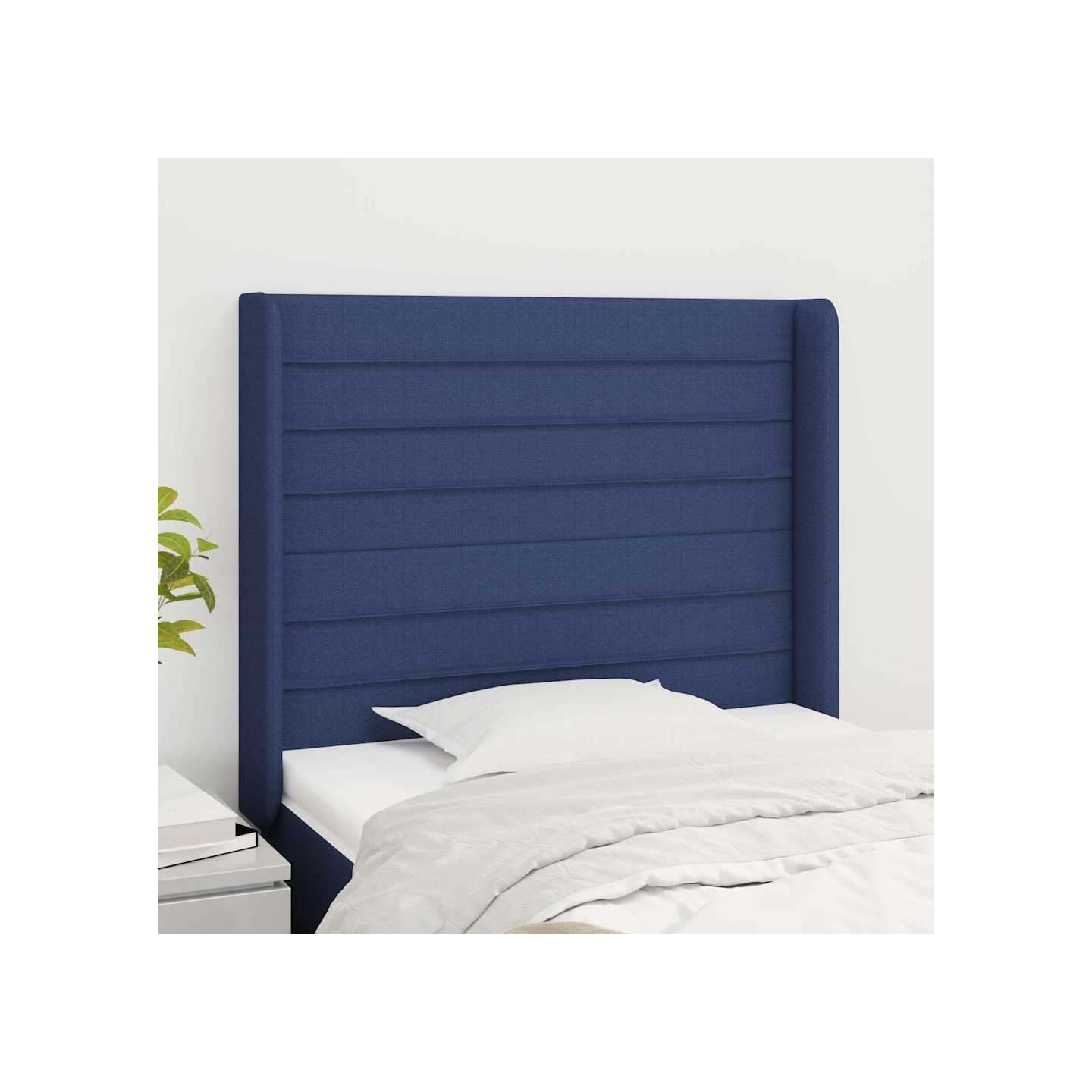 Tête de lit avec oreilles Bleu 93x16x118/128 cm Tissu
