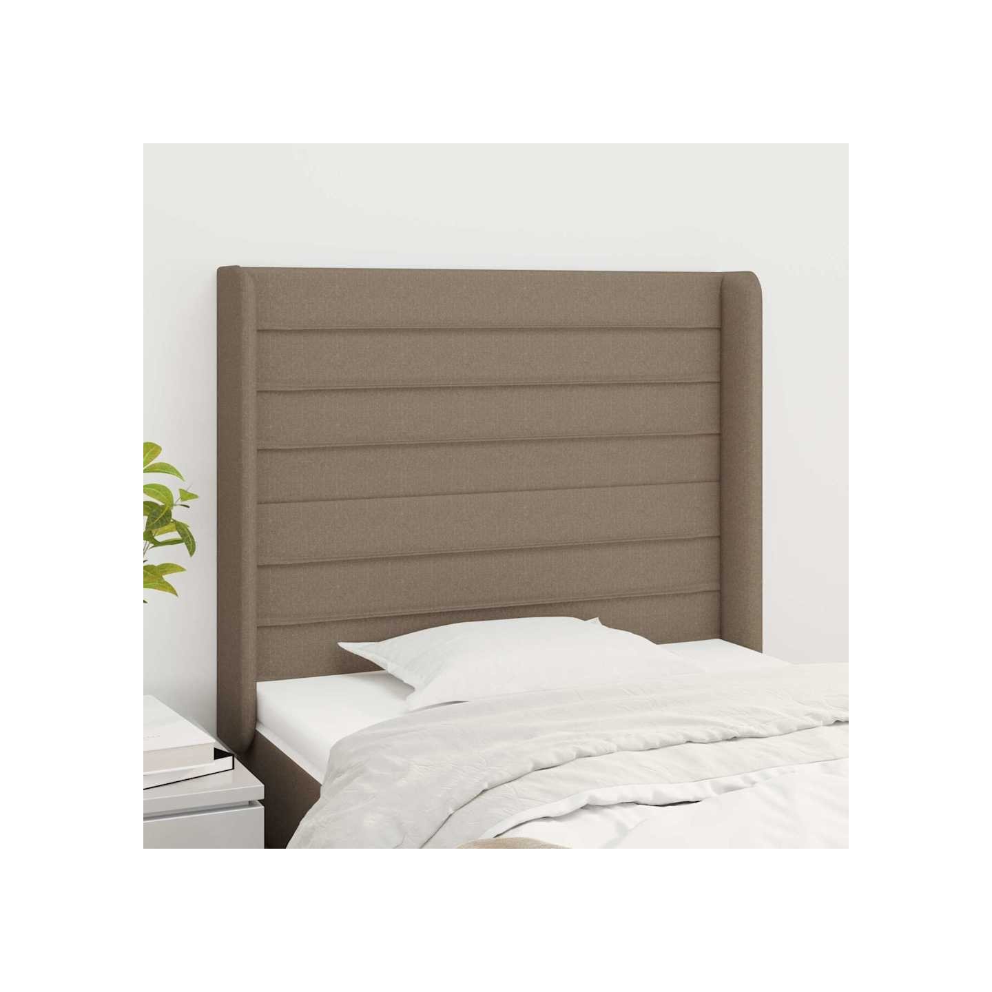 Tête de lit avec oreilles Taupe 103x16x118/128 cm Tissu