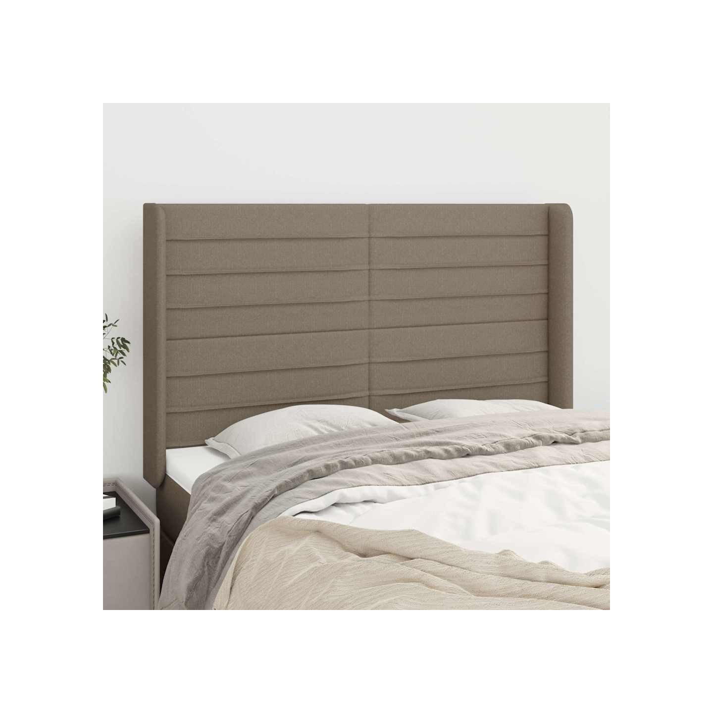 Tête de lit avec oreilles Taupe 147x16x118/128 cm Tissu